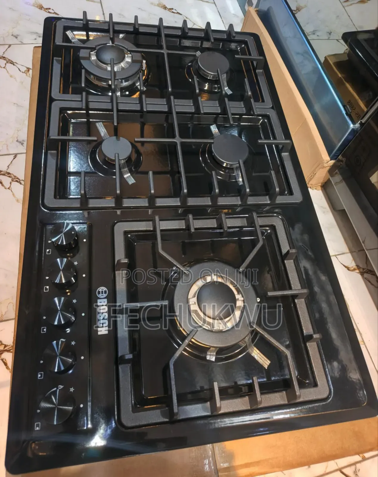 Original Bosch Built-in 90cm 5 Burners Black Stainless Steel Cooker