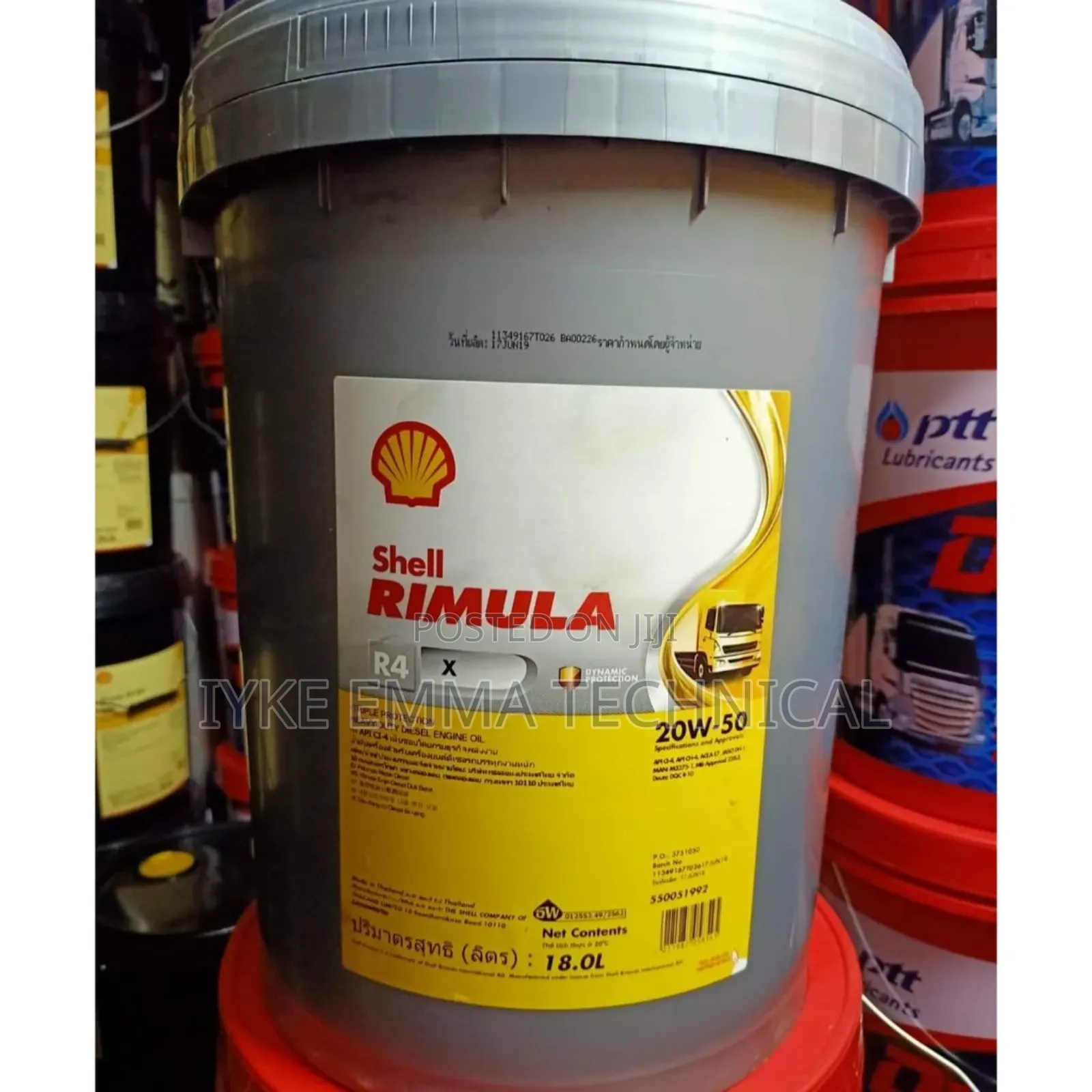 20-Liter Drum of Shell Rimula R4 X 15w-40 Industrial Engine Oil