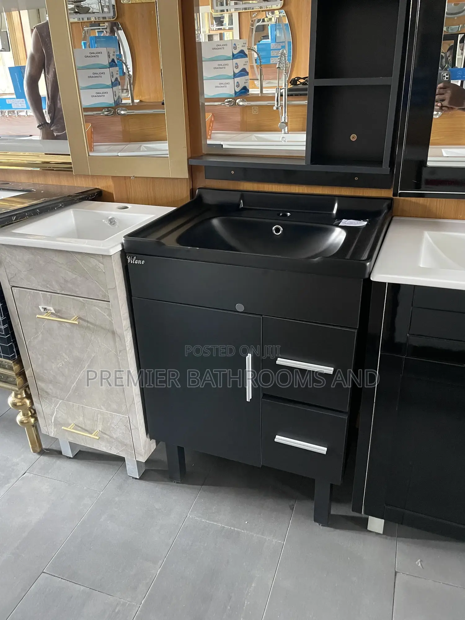 Complete Black Cabinet With Mirror