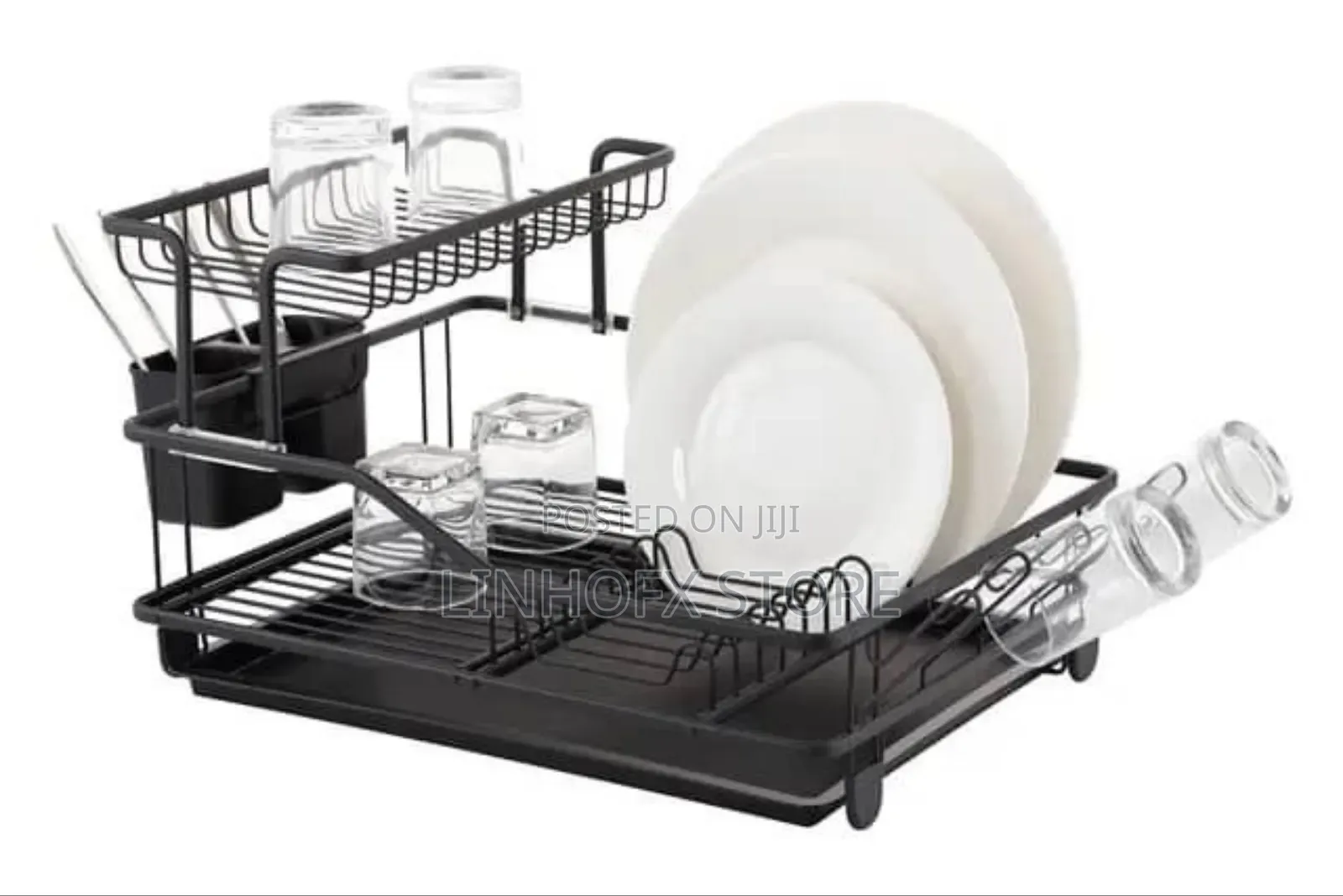 Quality 2tier Black, Gold And White  Dish Rack