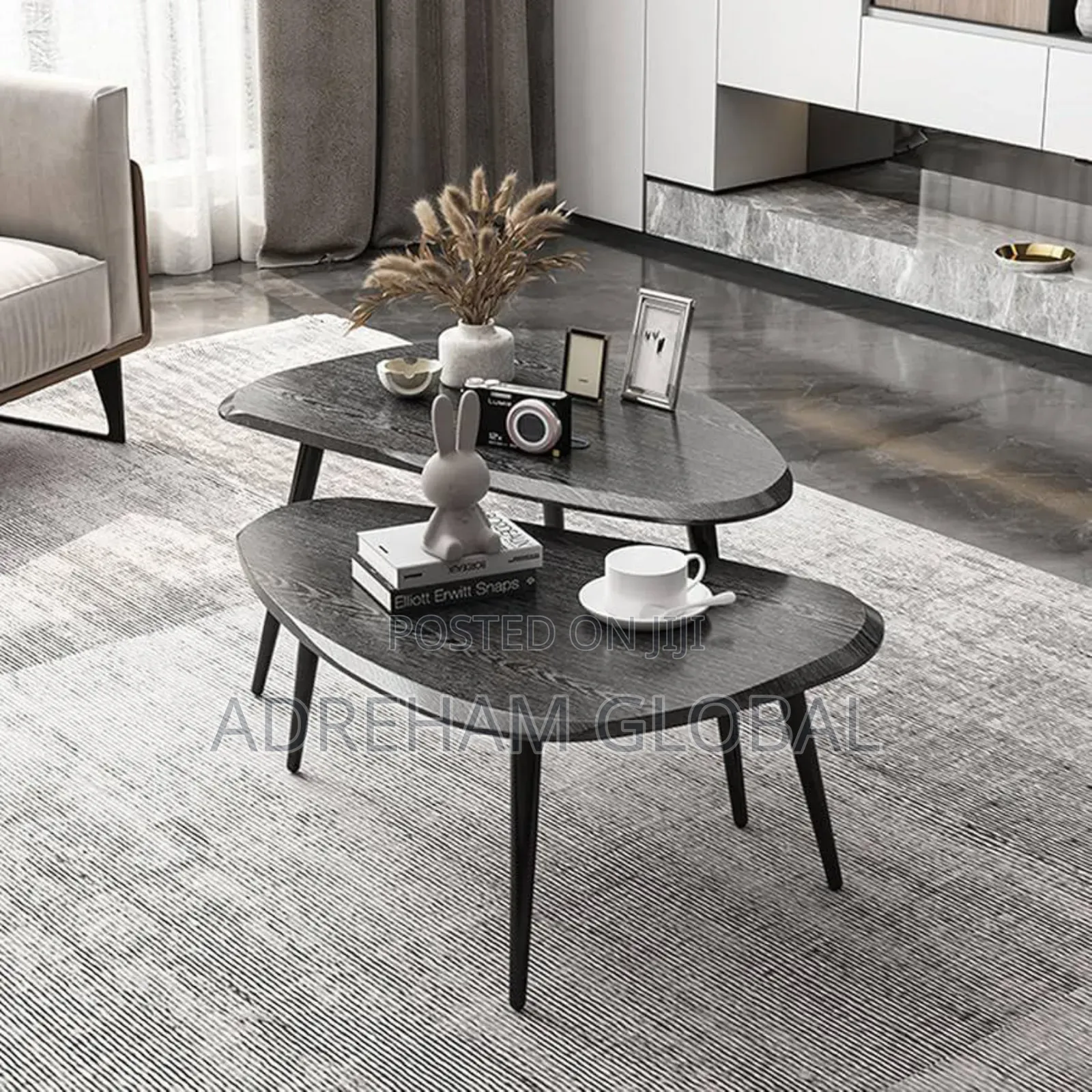 2pcs Luxury Crafted Wood Top Center Table Available In(Grey) (Brown)