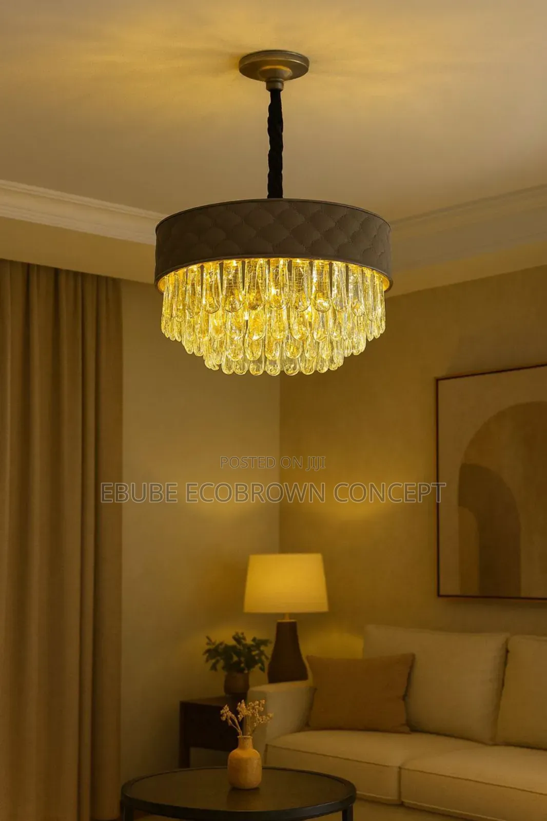 Postmodern Luxury Living Room Chandelier Crystal Round Ceiling Lamp