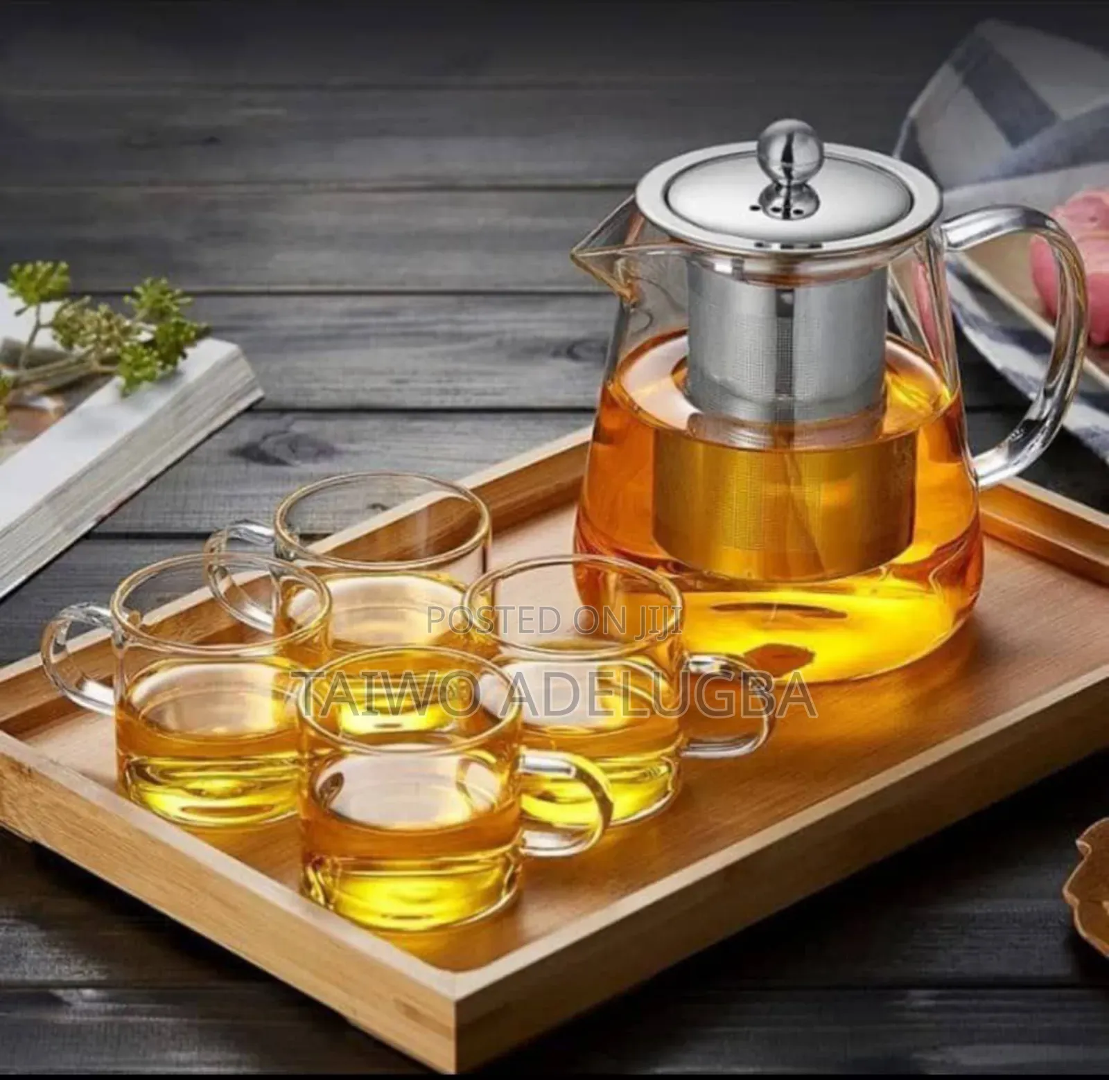 Borosilicate Glass Teapot Kettle With 4 Cups and Filter