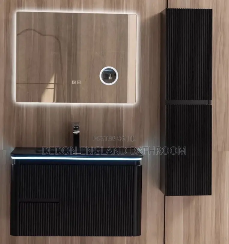 England Standard Black Cabinet Basin With Led Mirror and Shelf