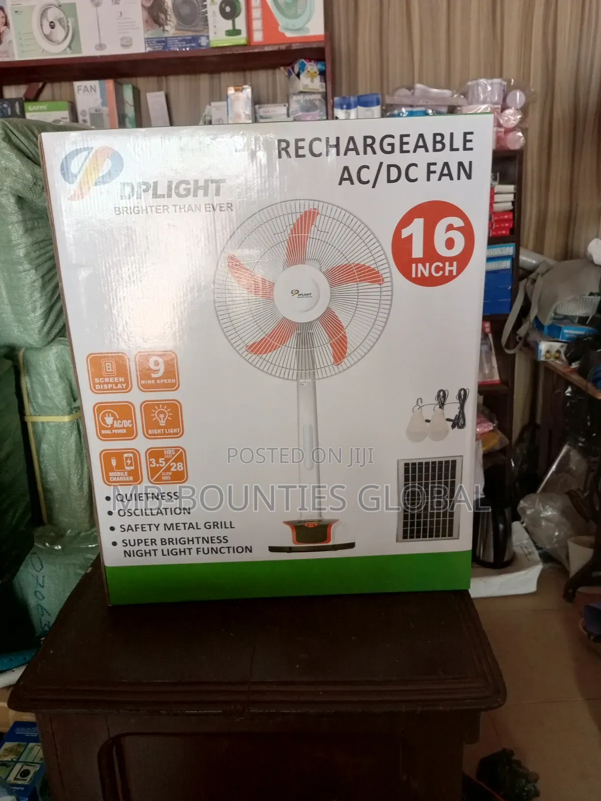 Dplight Rechargeable Ac/Dc Solar Fan