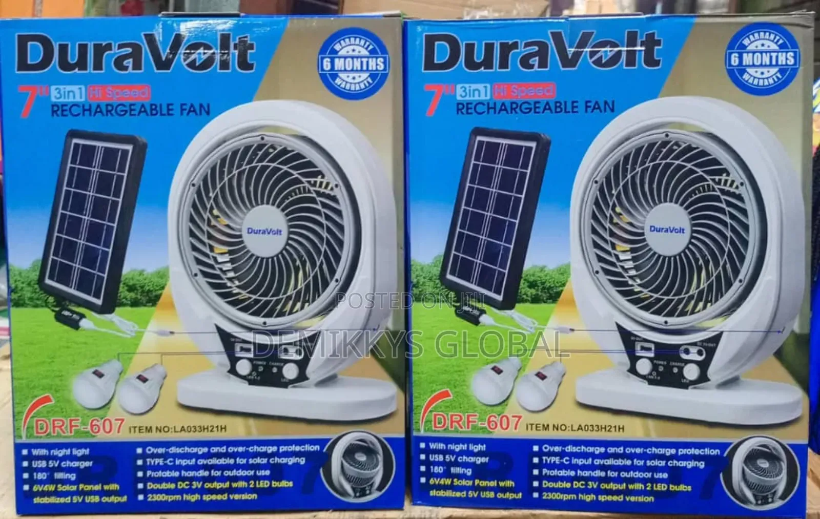 Duravolt Rechargeable Recharge Table Fan 7 Inches , 3 in 1