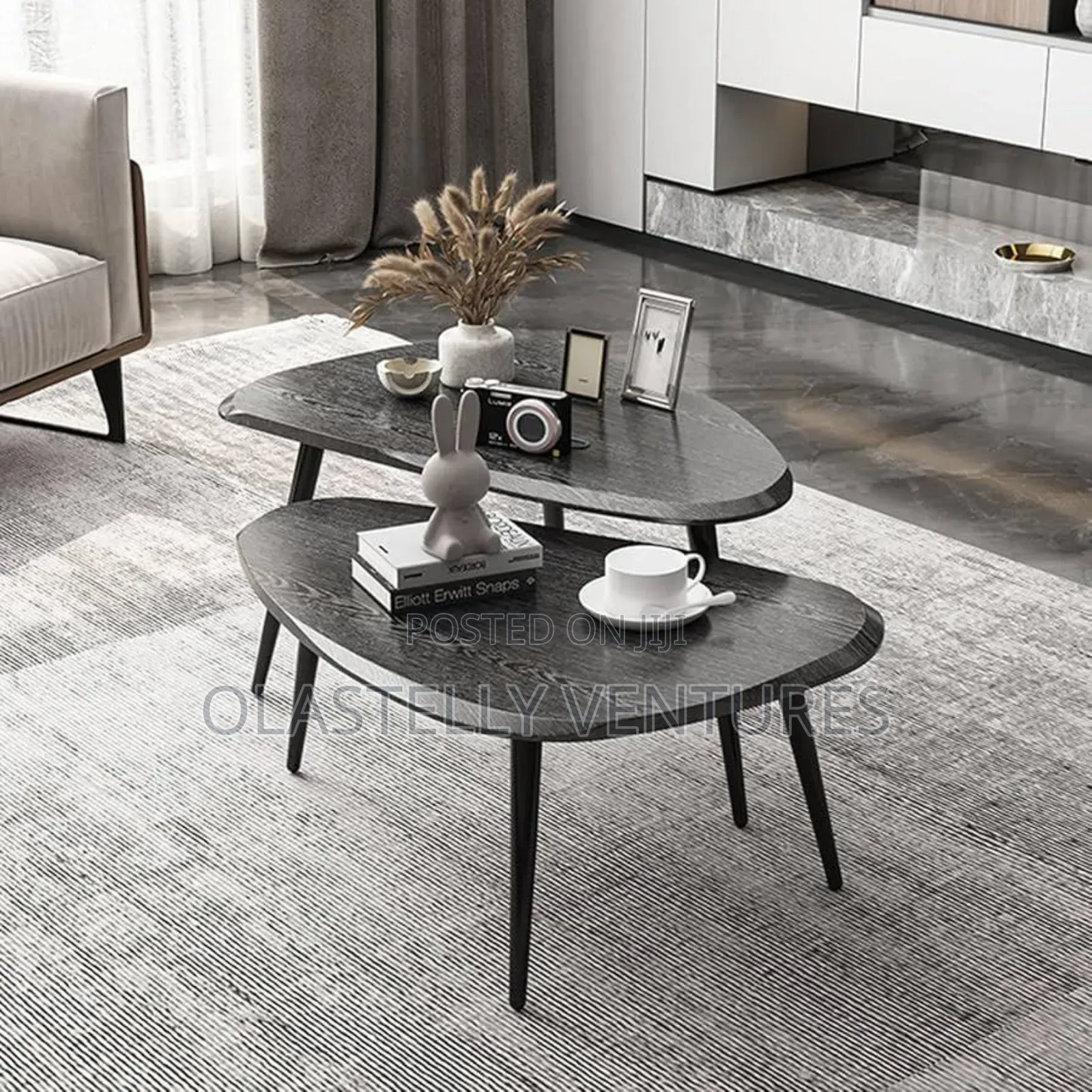 2pcs Luxury Crafted Wood Top Center Table (Black)
Ve