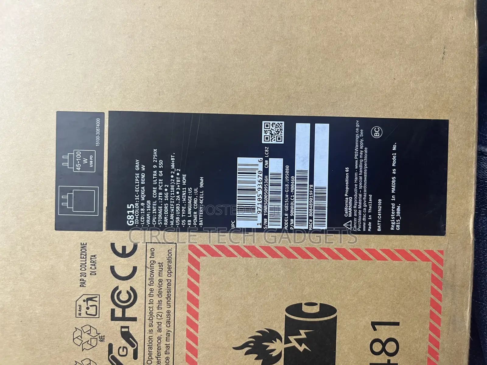 New Laptop Asus ROG Strix G17 32GB Intel Core Ultra 9 SSD 2T