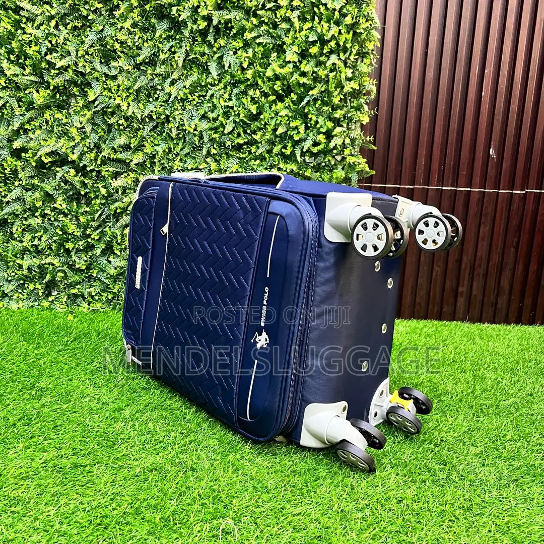 Title: 5-Piece Navy Blue Fabric Travel Luggage Set With Spinner