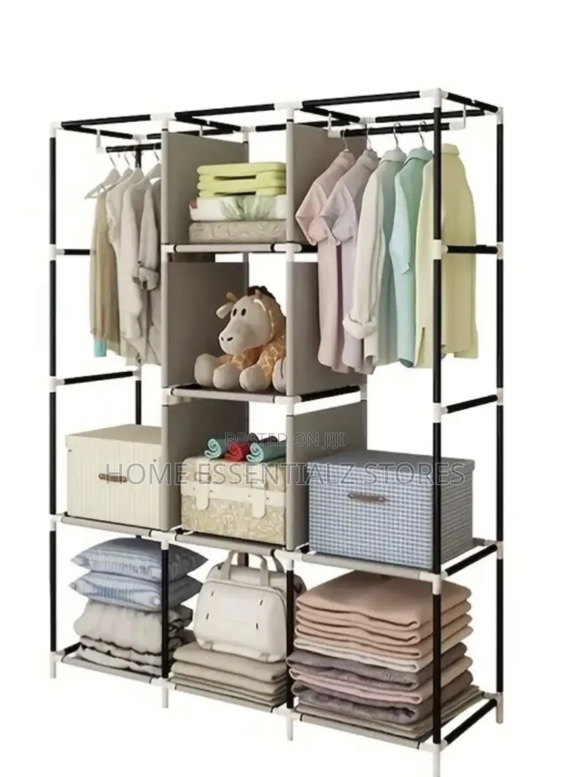 Quality Iron Fabric Wardrobe With 3 Partitions