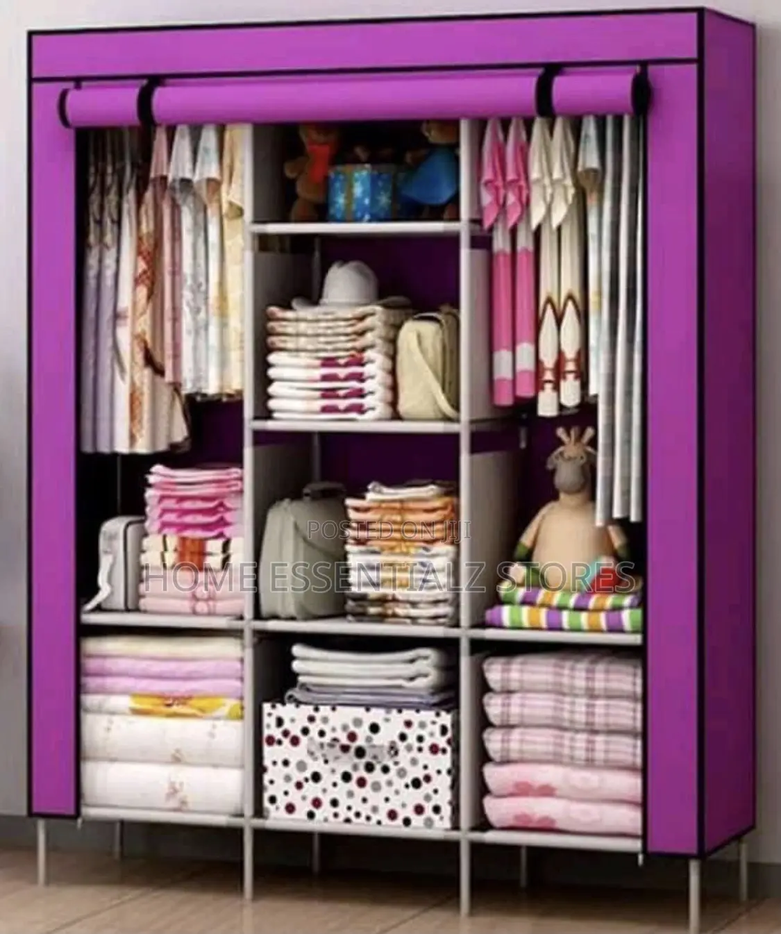 Quality Iron Fabric Wardrobe With 3 Partitions