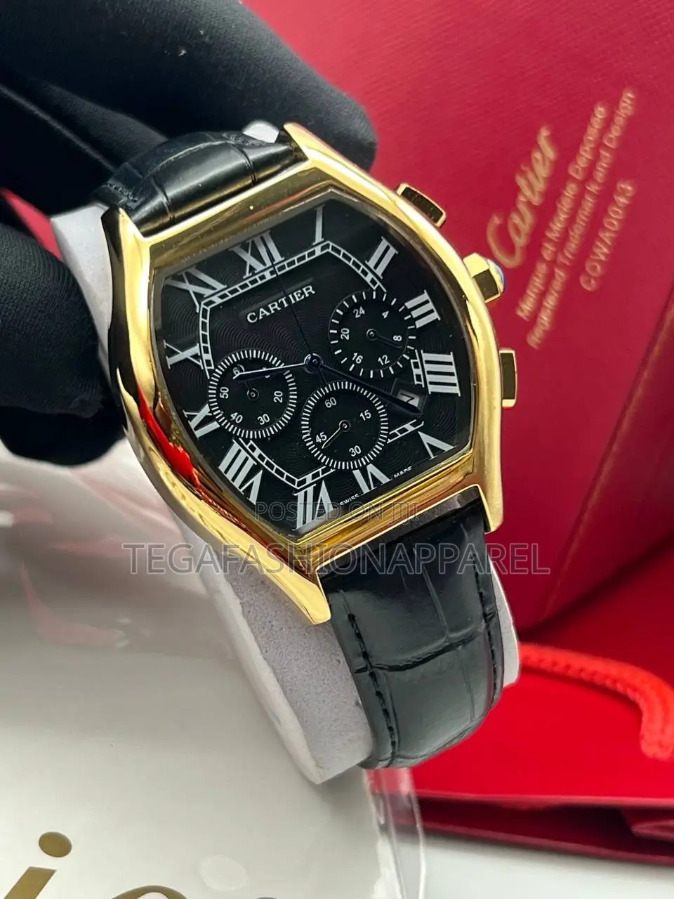 Cartier Chronograph Leather Wristwatch