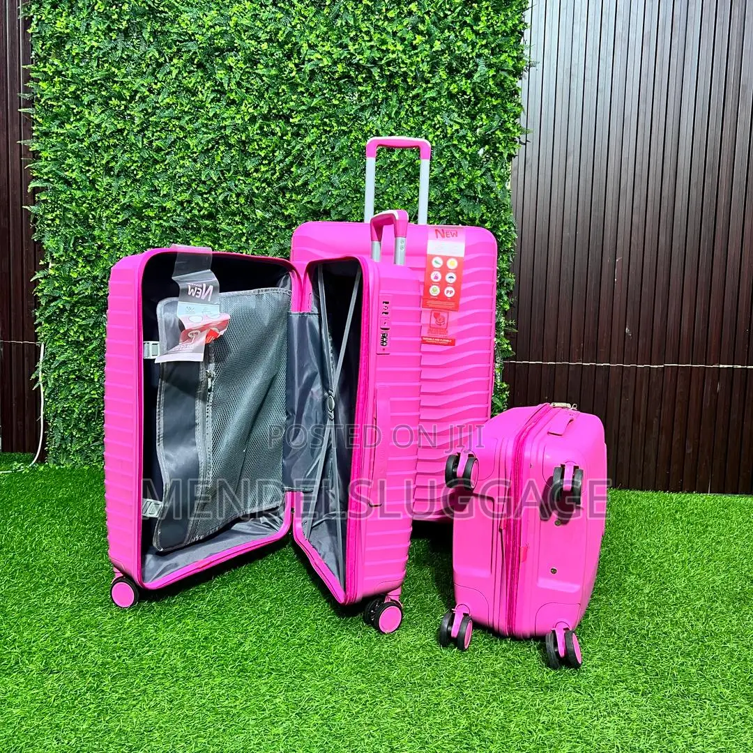 Title: 3-Piece Pink Hard Shell Travel Suitcase Luggage Set