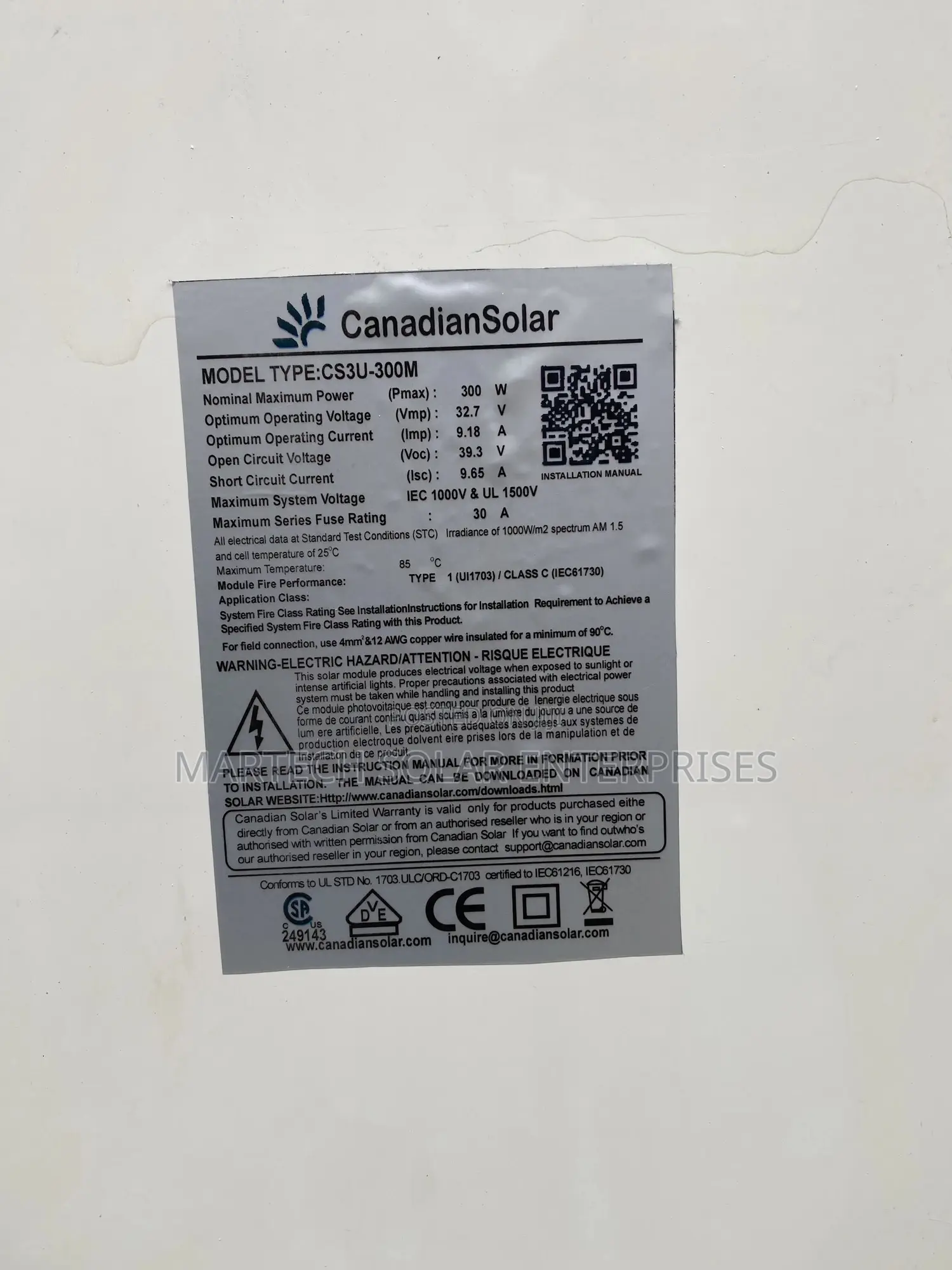 300w Canadian Solar Panel With 25 Years Guarantee