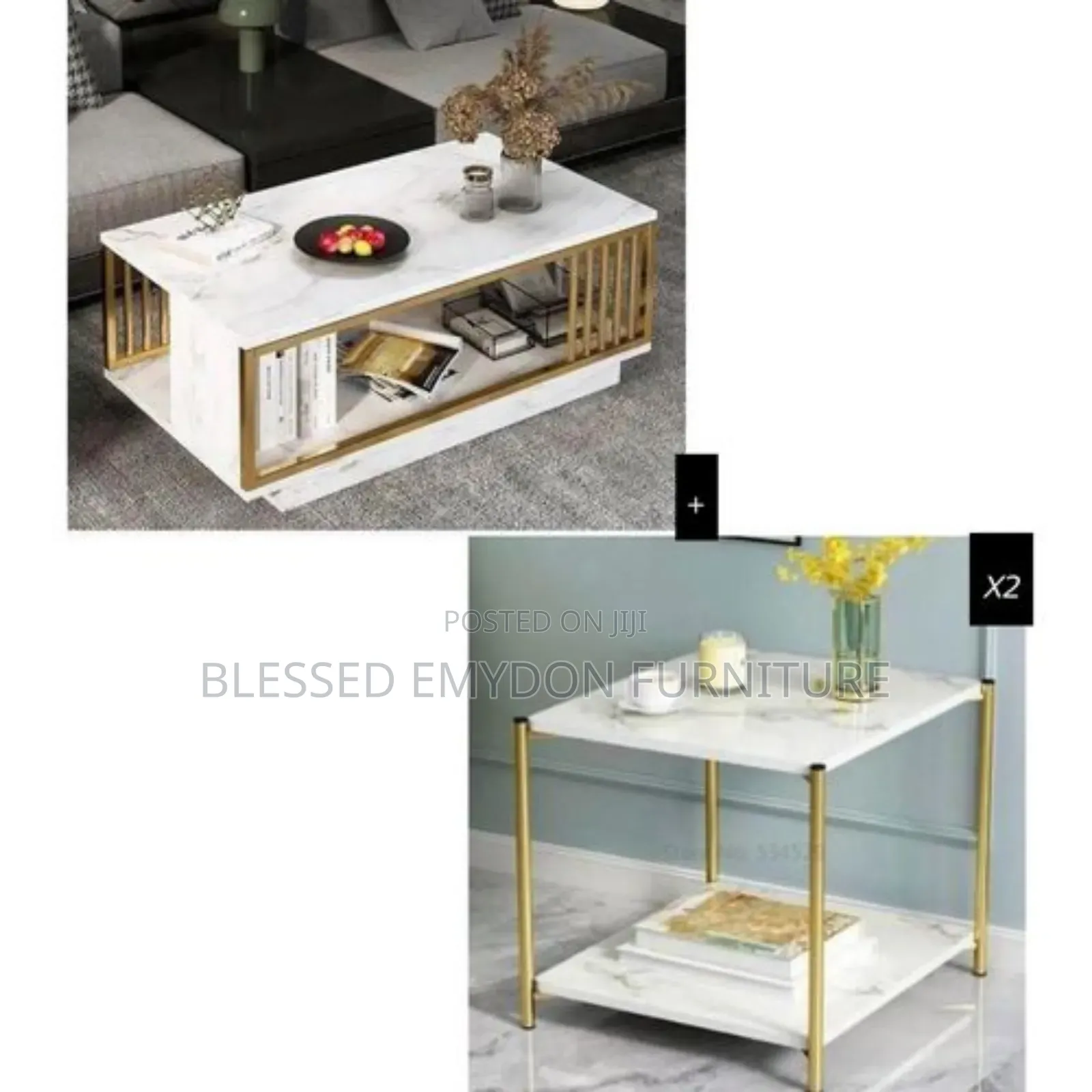 Center Table and Luxury Square Coffee Side Stool( X2 )