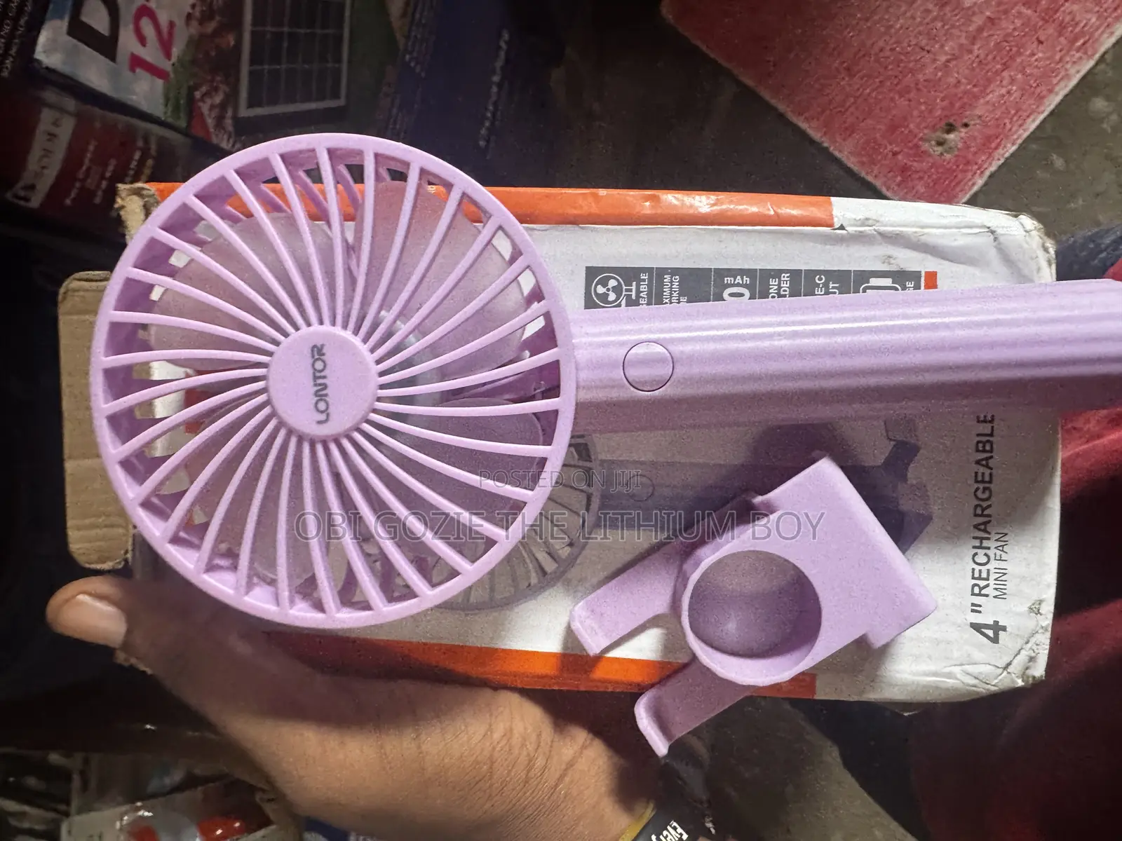 Lontor 4" Rechargeable Mini Fan Wit Lithum Battery Mf014-4. Best Sell