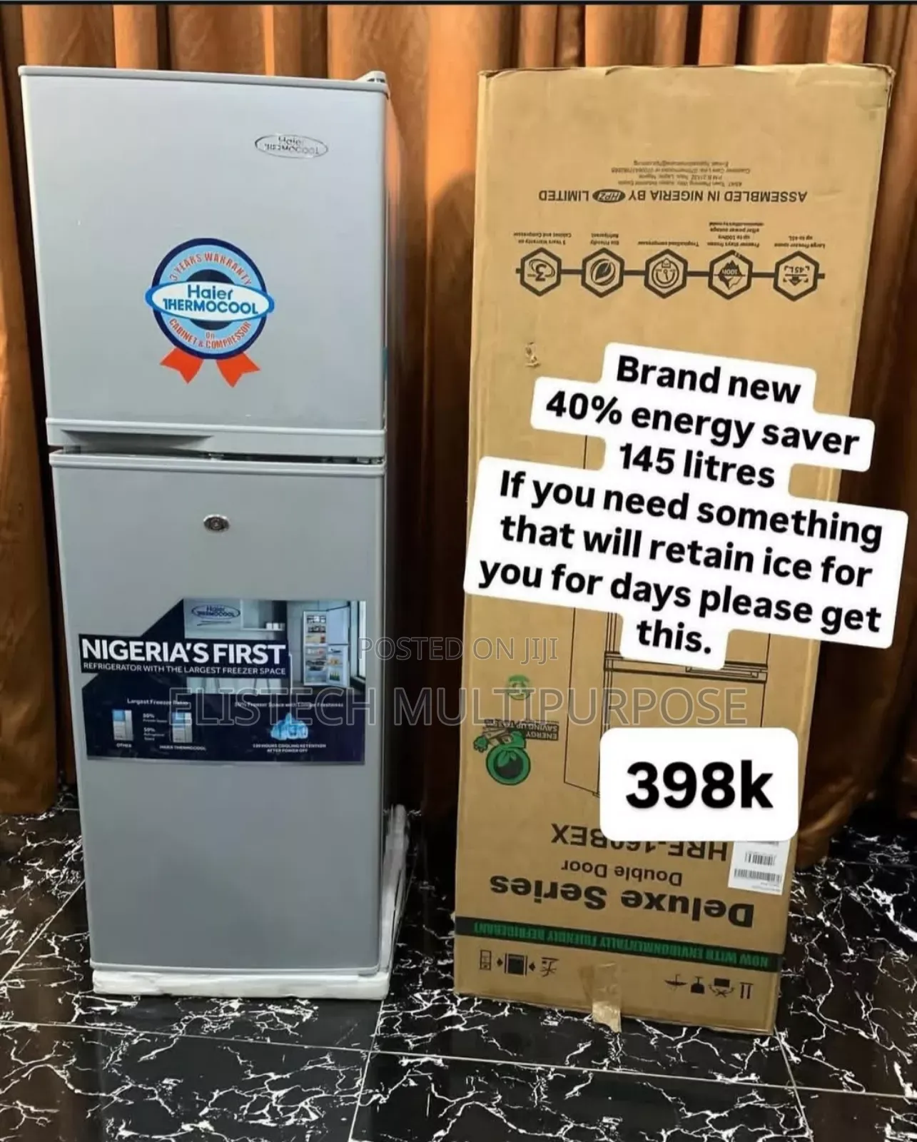 145l Double Door Fridge - 40% Energy Saver Long Ice Retention