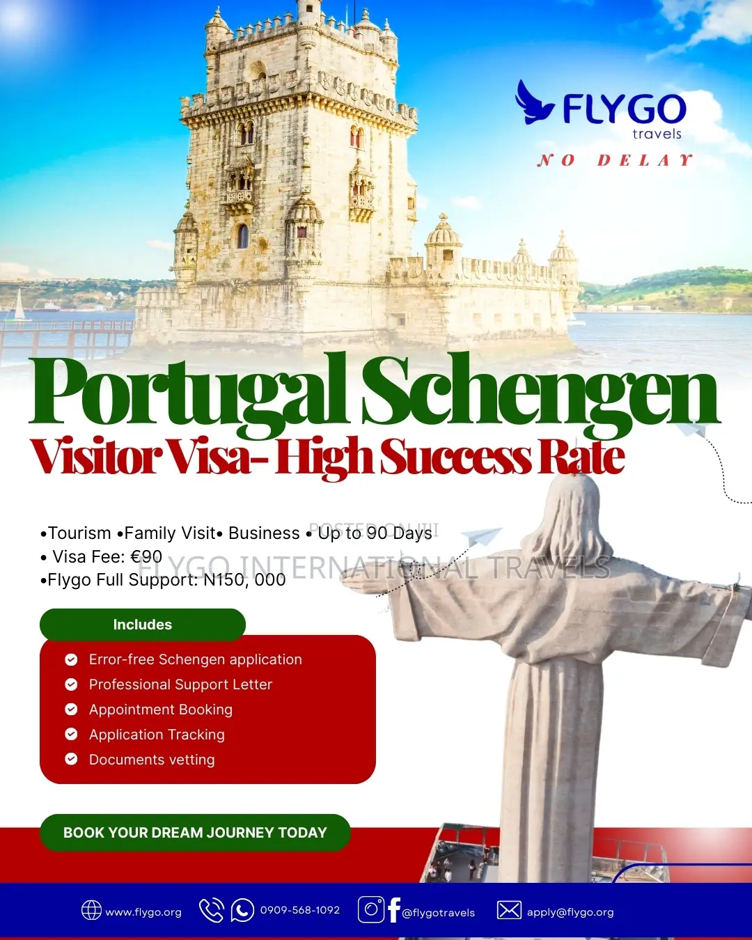 Portugal Schengen Visitor Visa – High Success Rate | Flygo Travels