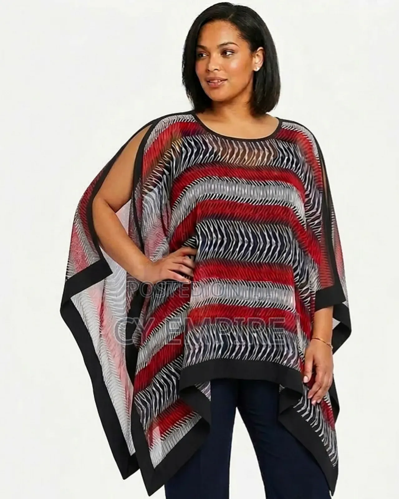 The Crimson Zig-Zag Poncho Top