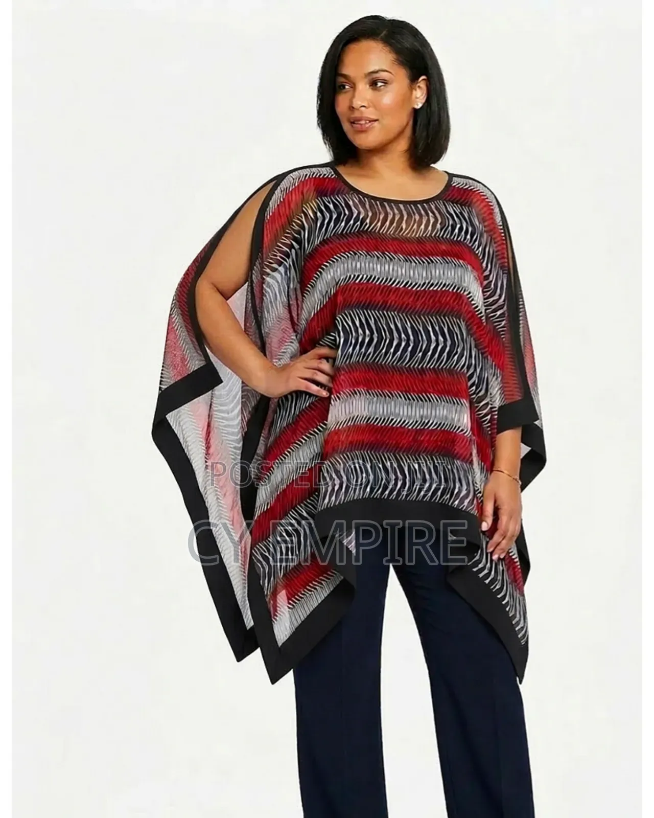 The Crimson Zig-Zag Poncho Top
