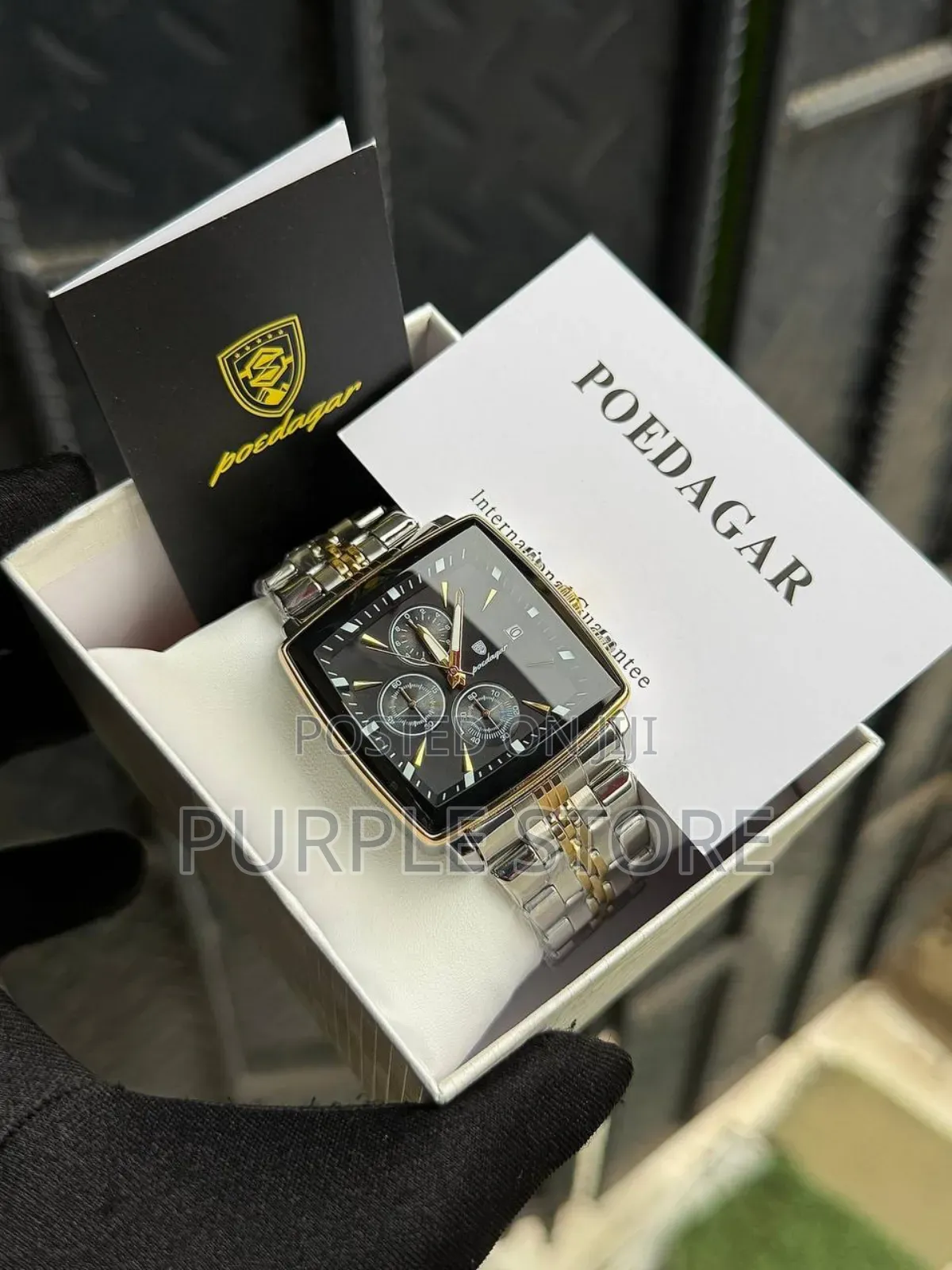 Poedagar Chronograph Watch_square Dial for Men