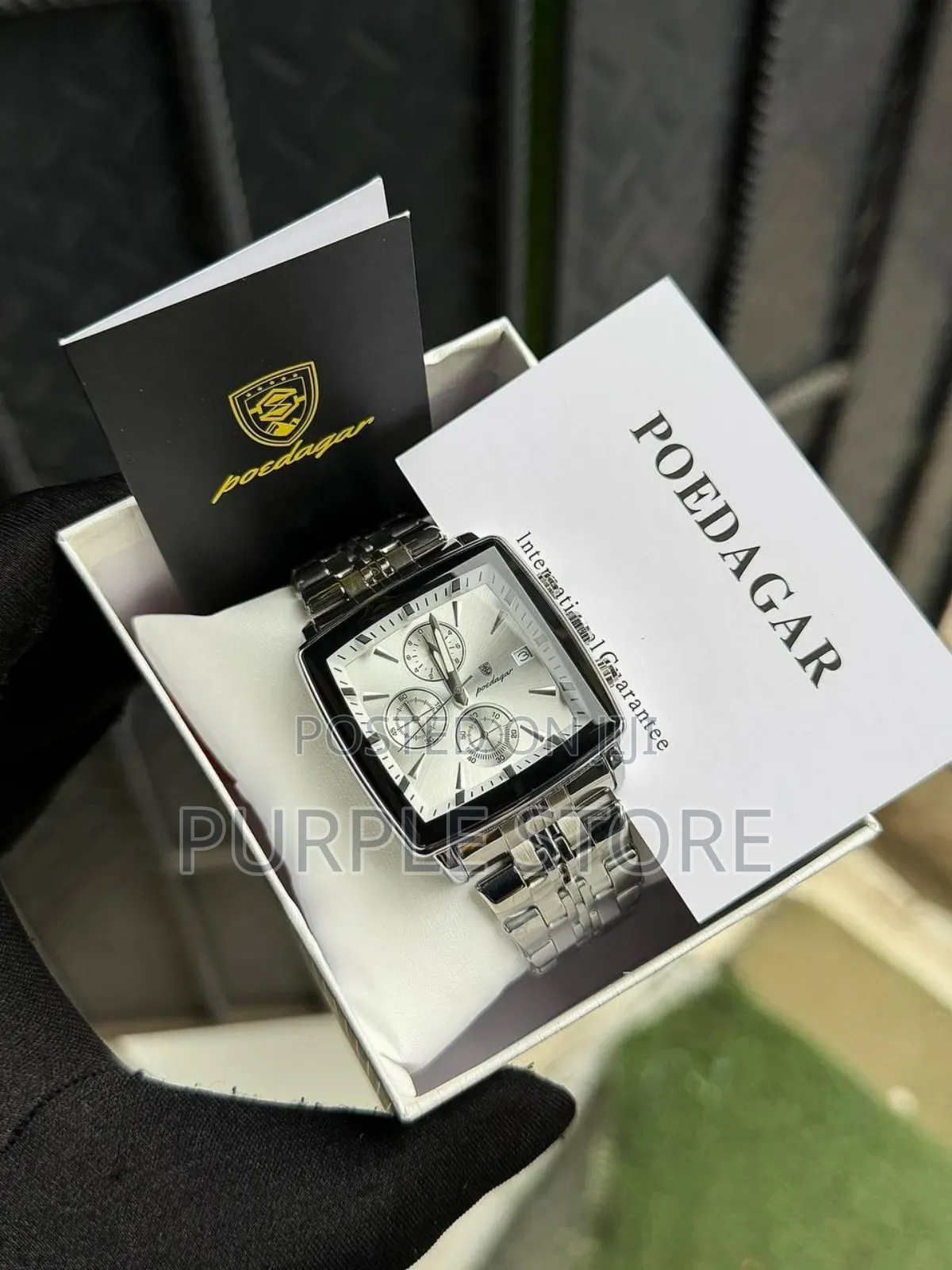 Poedagar Chronograph Watch_square Dial for Men