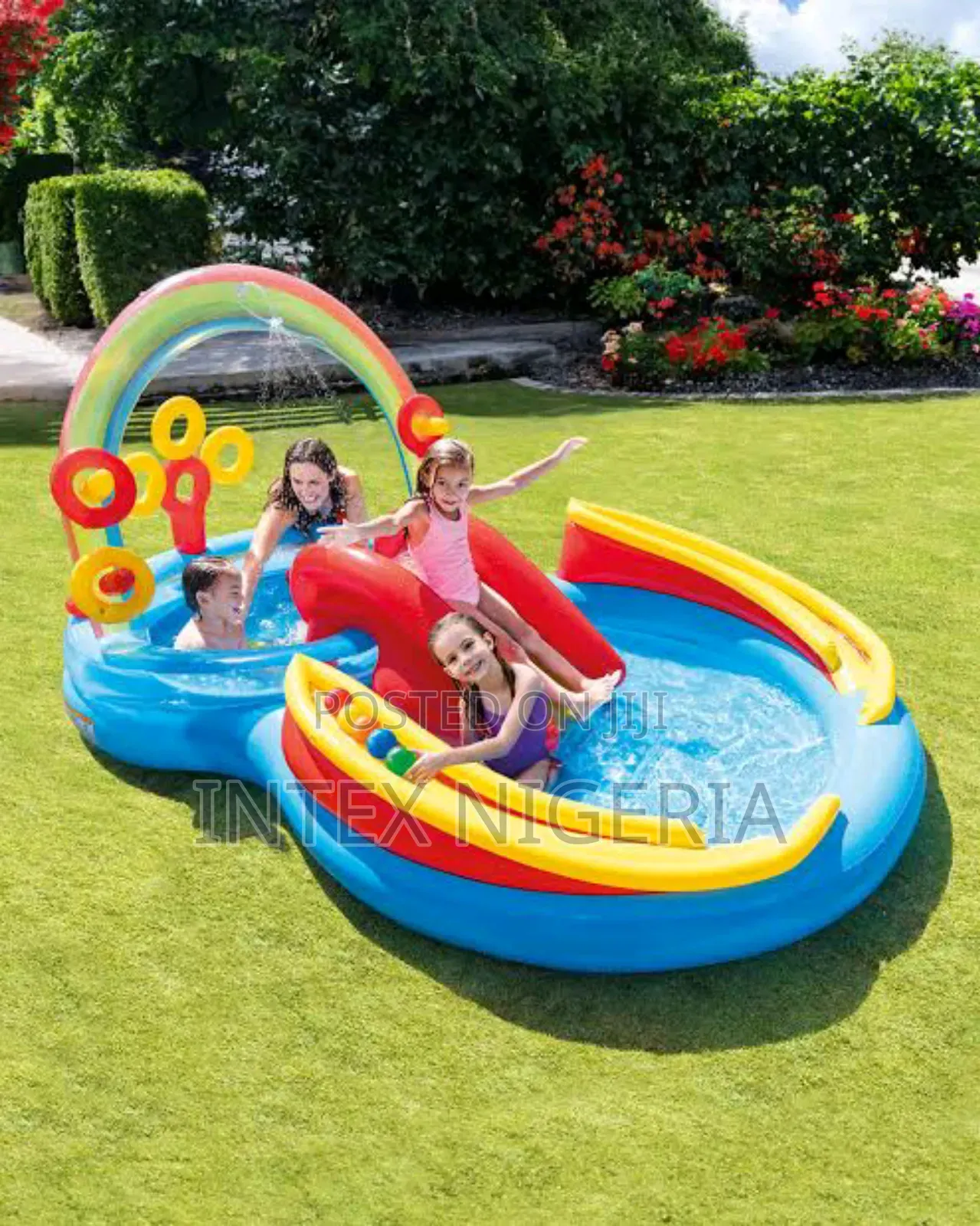 Intex Rainbow Ring Inflatable Play Center With Slide