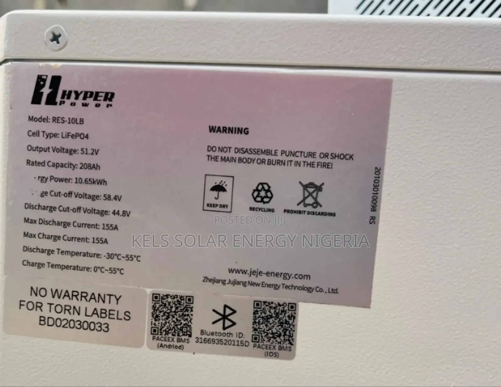 Hyper Power 10.65kwh (51.2v 208ah) Lifepo4 Battery.