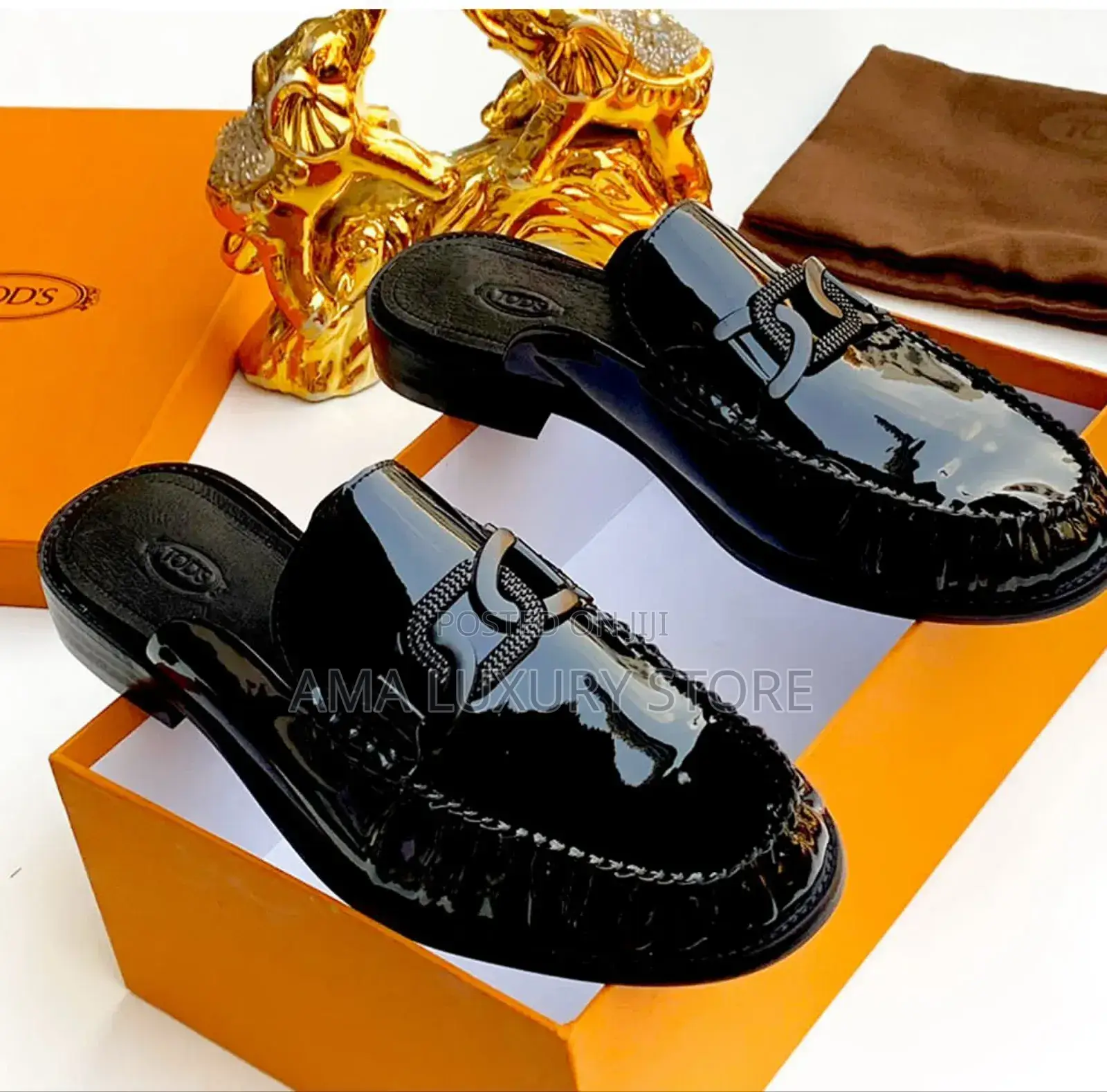 Tod's Luxury Patent Leather Men's Designer Half Shoes