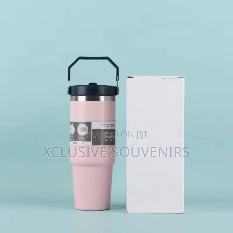 900ml Outdoor Leakproof Stainless Steel Flip Top Tumbler With Handle