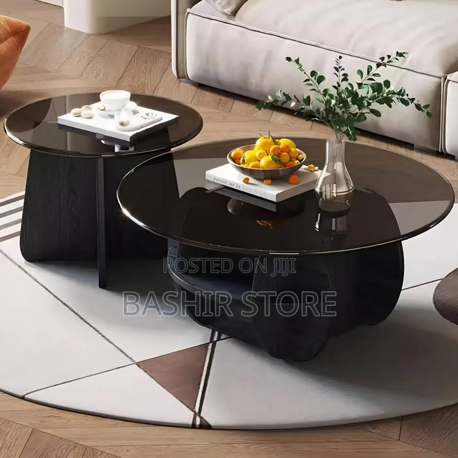 2-in-1 Nordic Glass Center Table Set