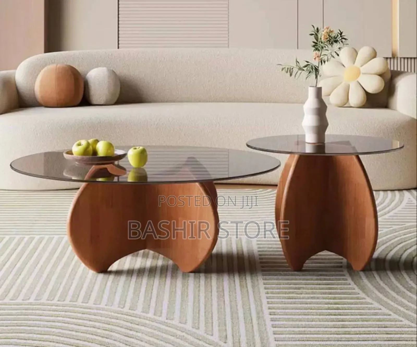 2-in-1 Nordic Glass Center Table Set