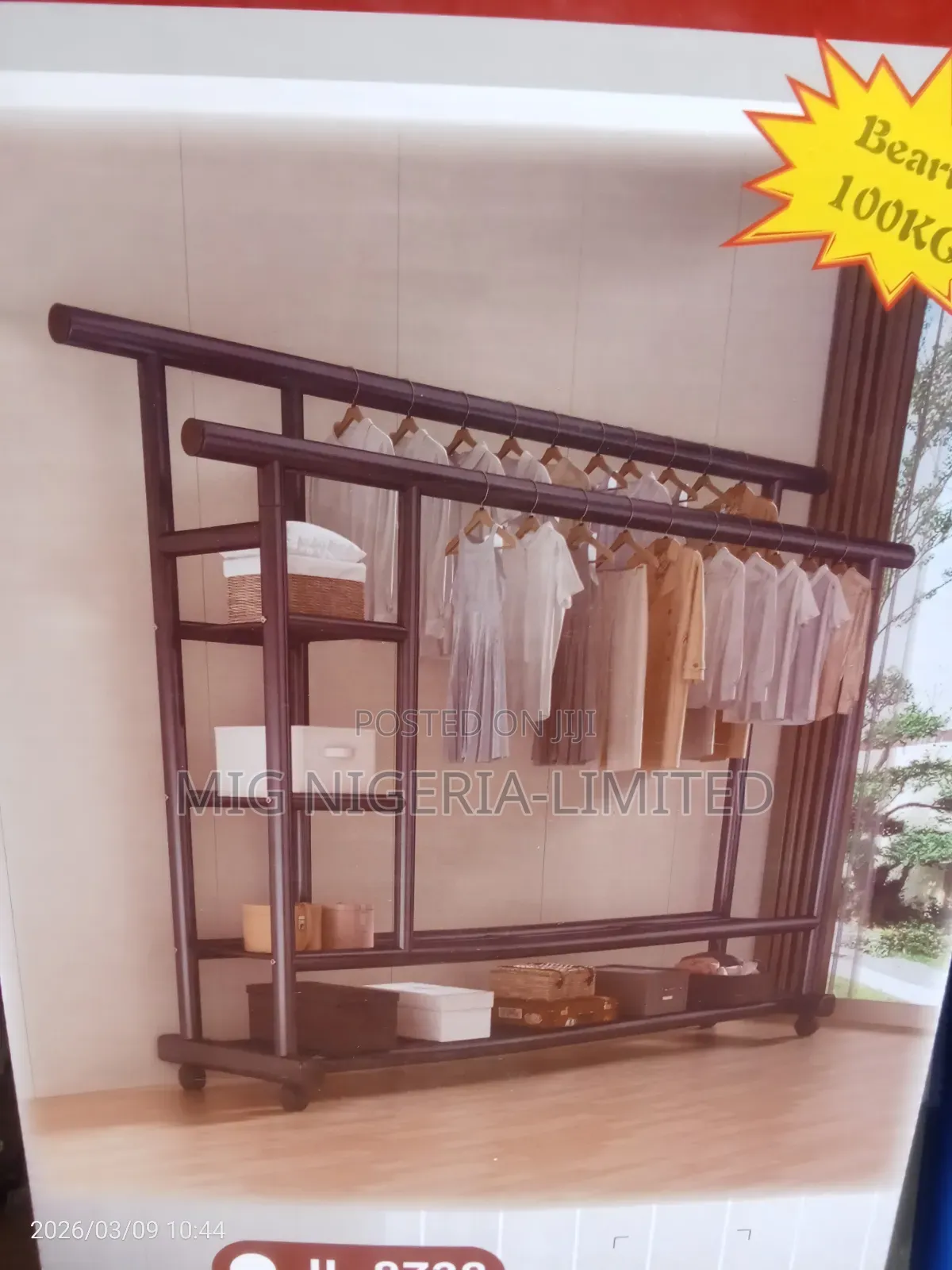 Movable Giant Metal Cloth Hanger and Shoe Rack White 100kg Bearing