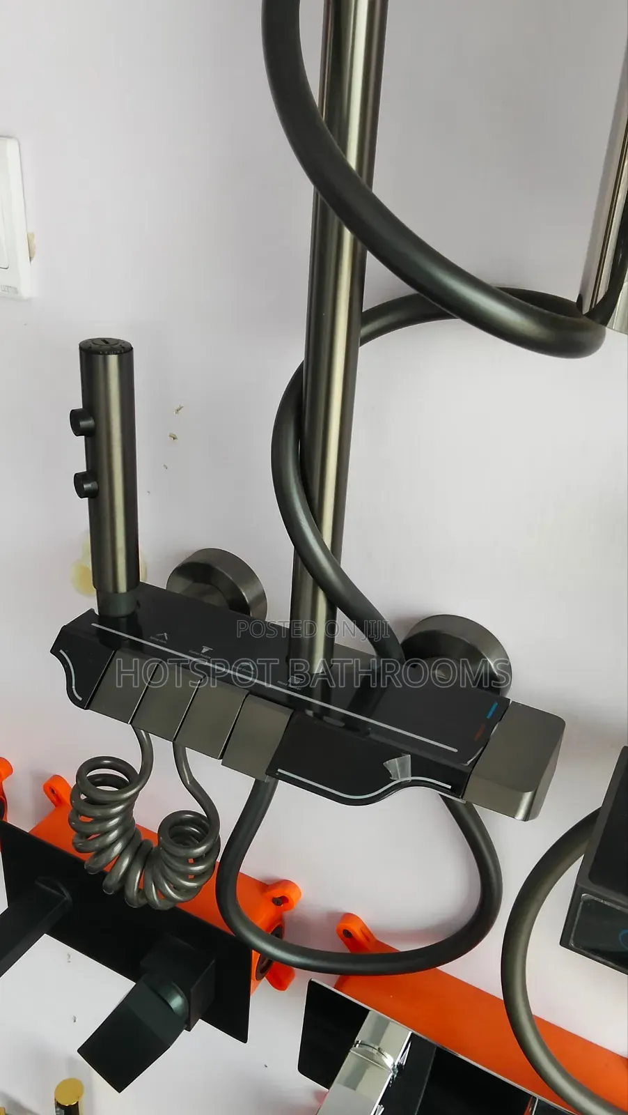 Luxury Matte Black Thermostatic Shower Set With Rainfall Head
