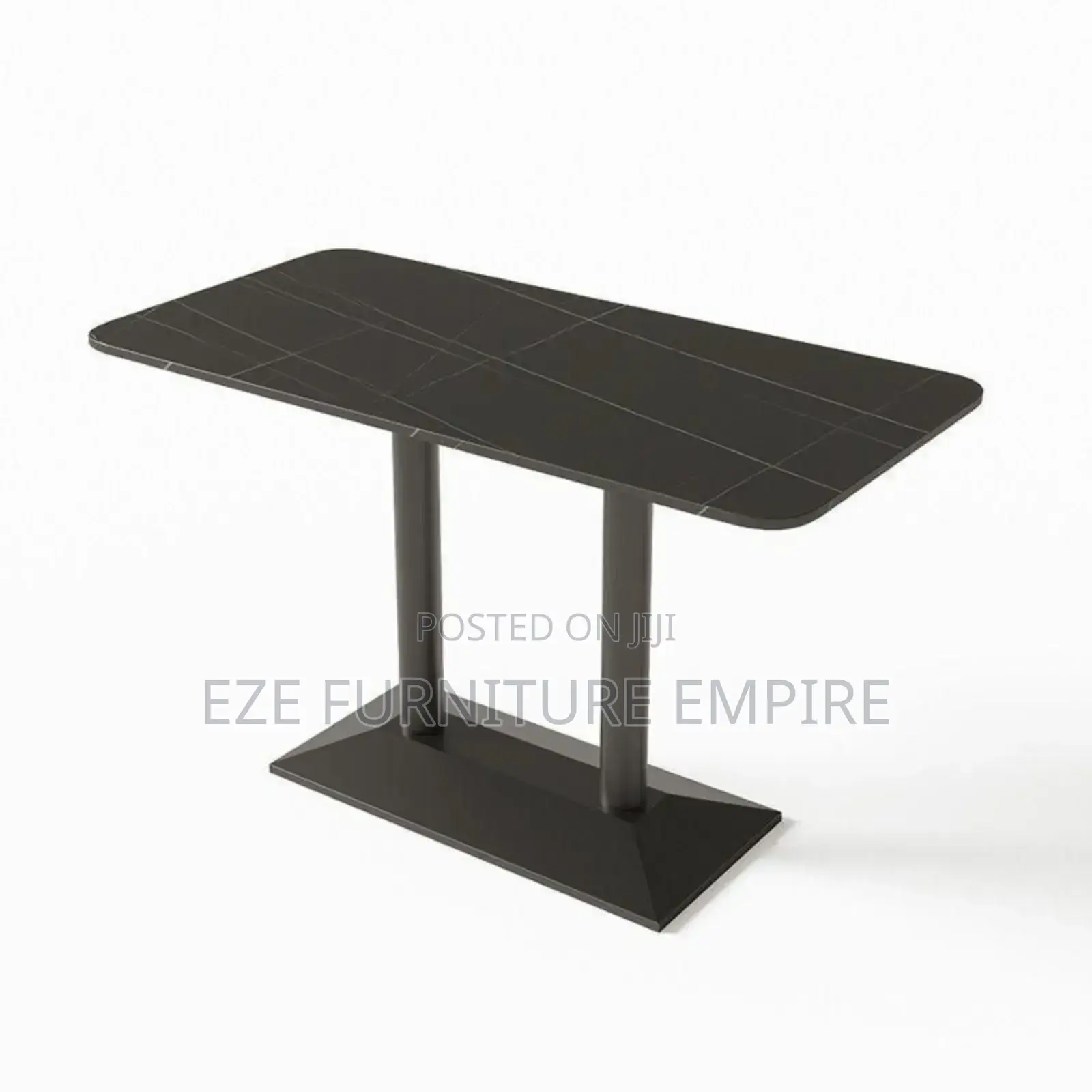 Full Black Double Leg Dining Table