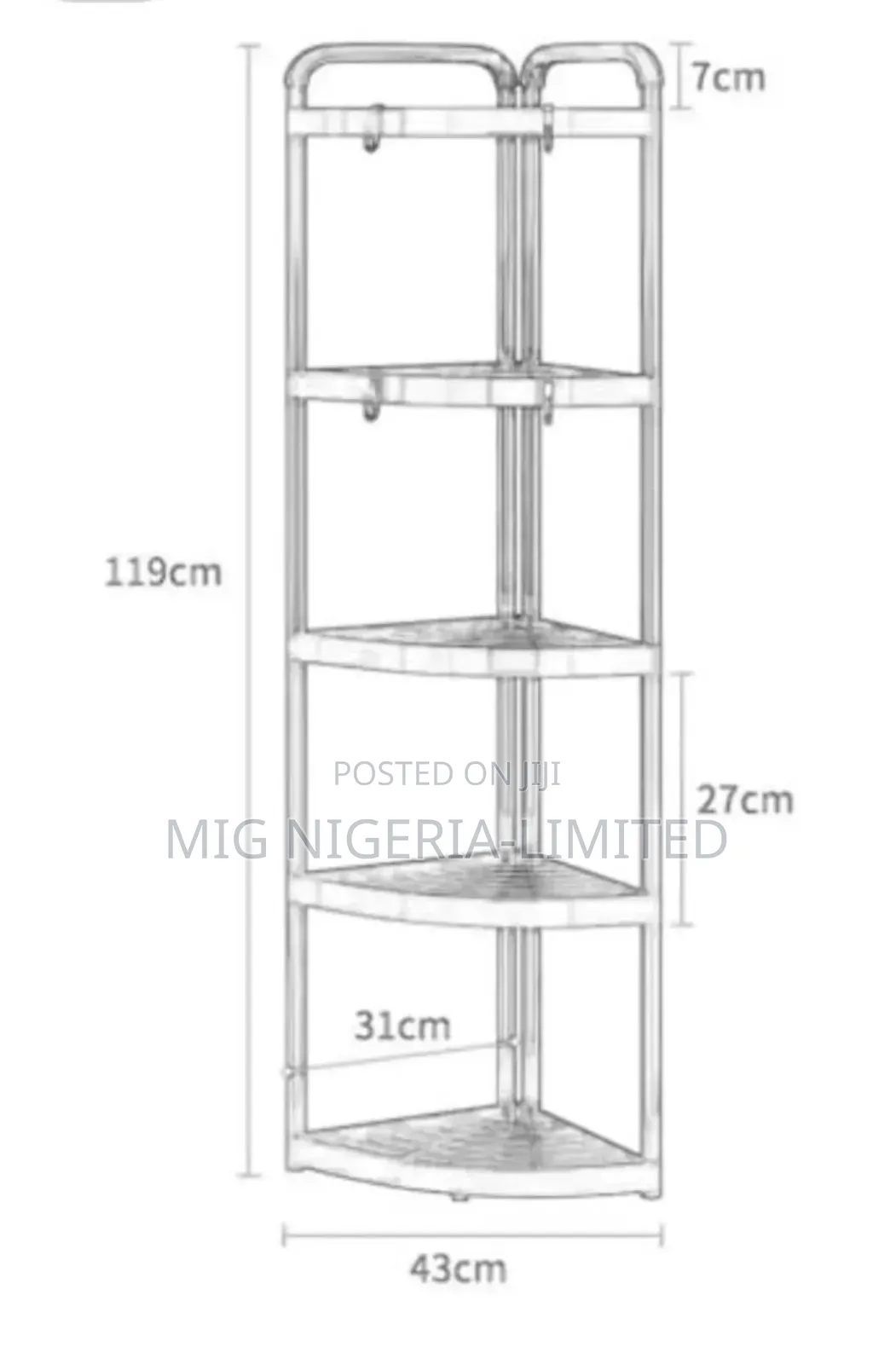 Corner Shelf 5 Tier Bathroom Rack Tall Standing Corner Storage Shelf