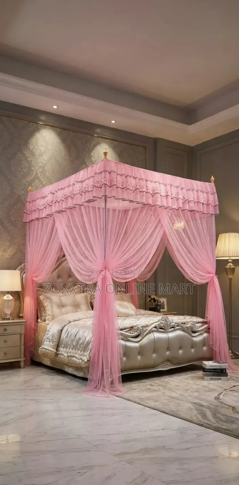 Royal Mosquito Net With Poles For 6by6 And 7by7 Beds