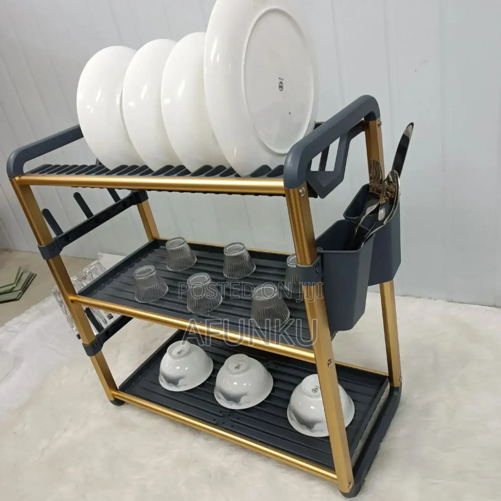 Aluminum Rust Free Quality Gold 3 Tier Dish Rack