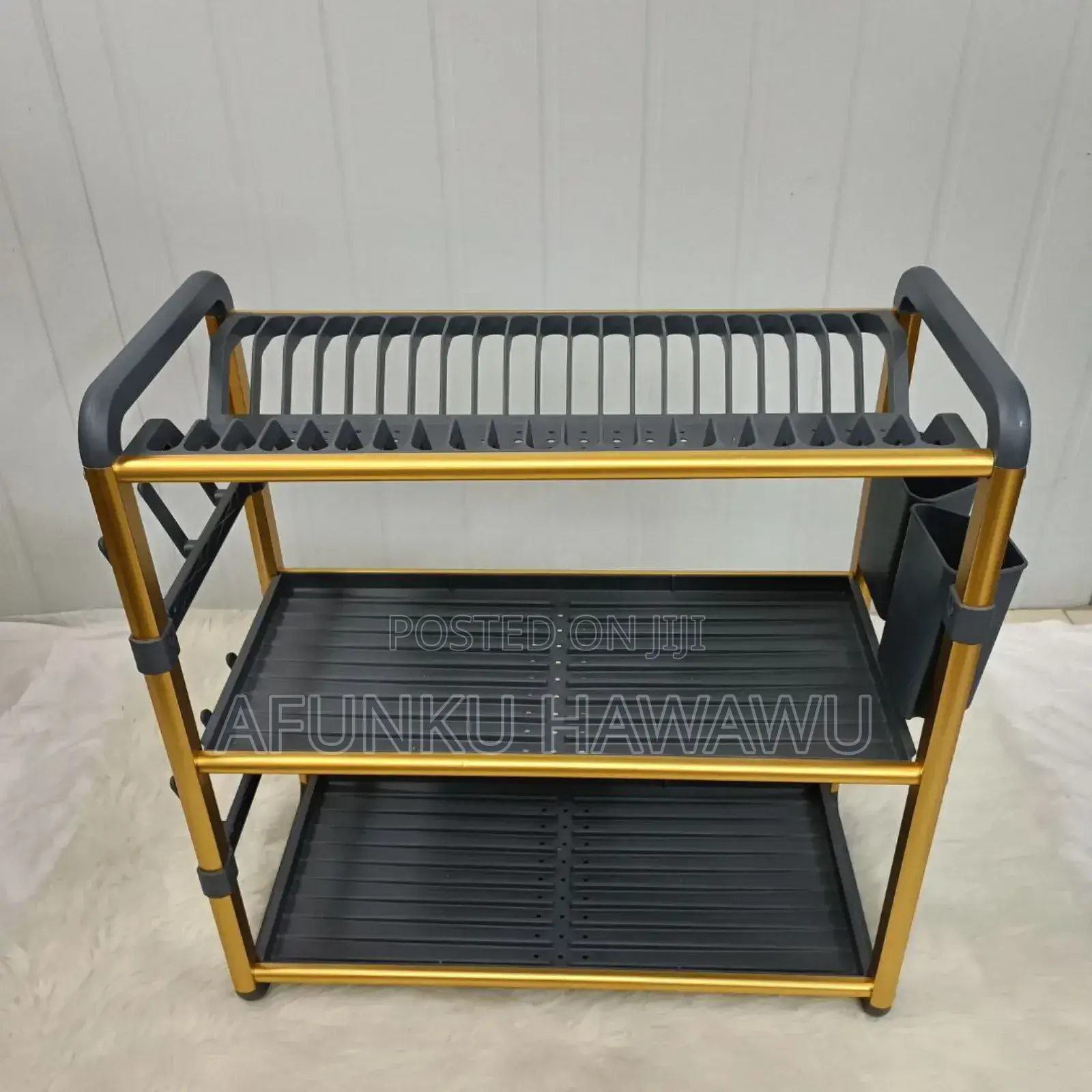 Aluminum Rust Free Quality Gold 3 Tier Dish Rack