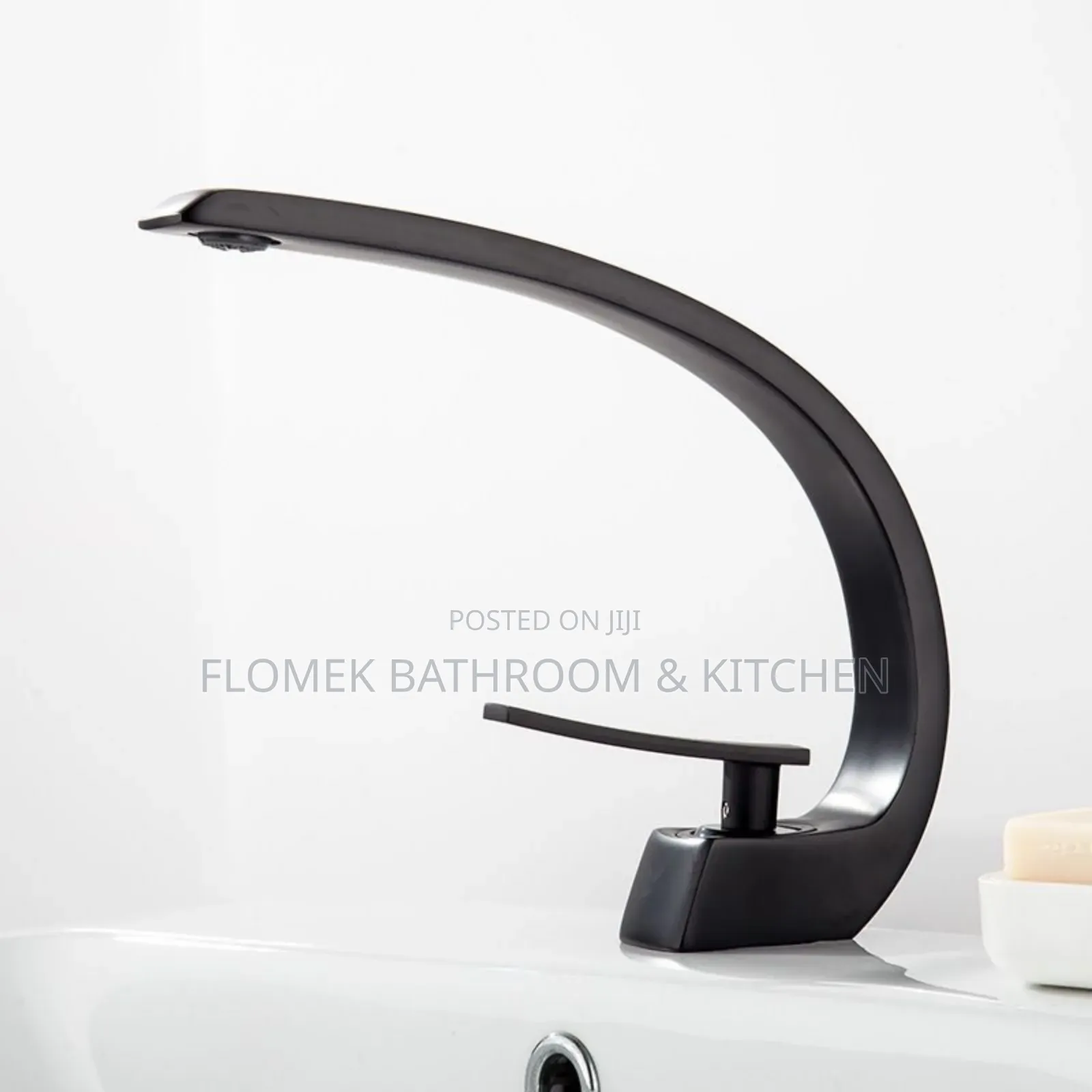 Modern Matte Black Curved Basin Mixer Tap