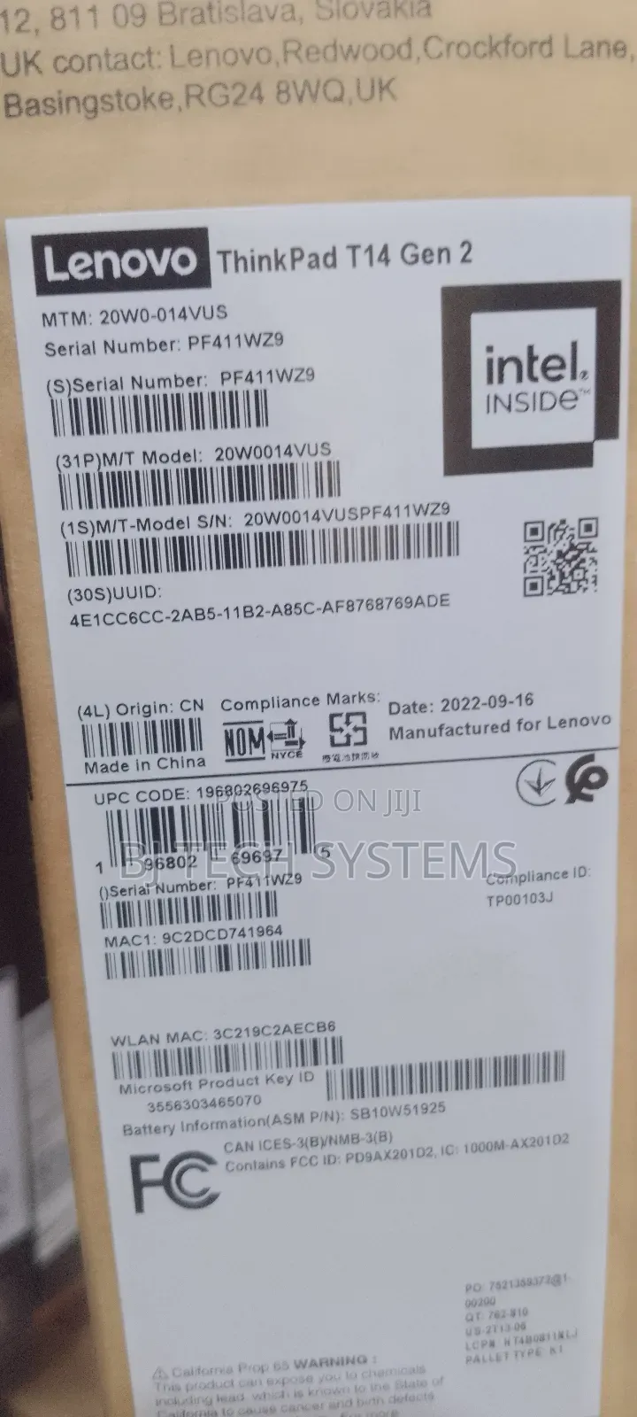 New Laptop Lenovo ThinkPad T14 16GB Intel Core i5 SSD 512GB