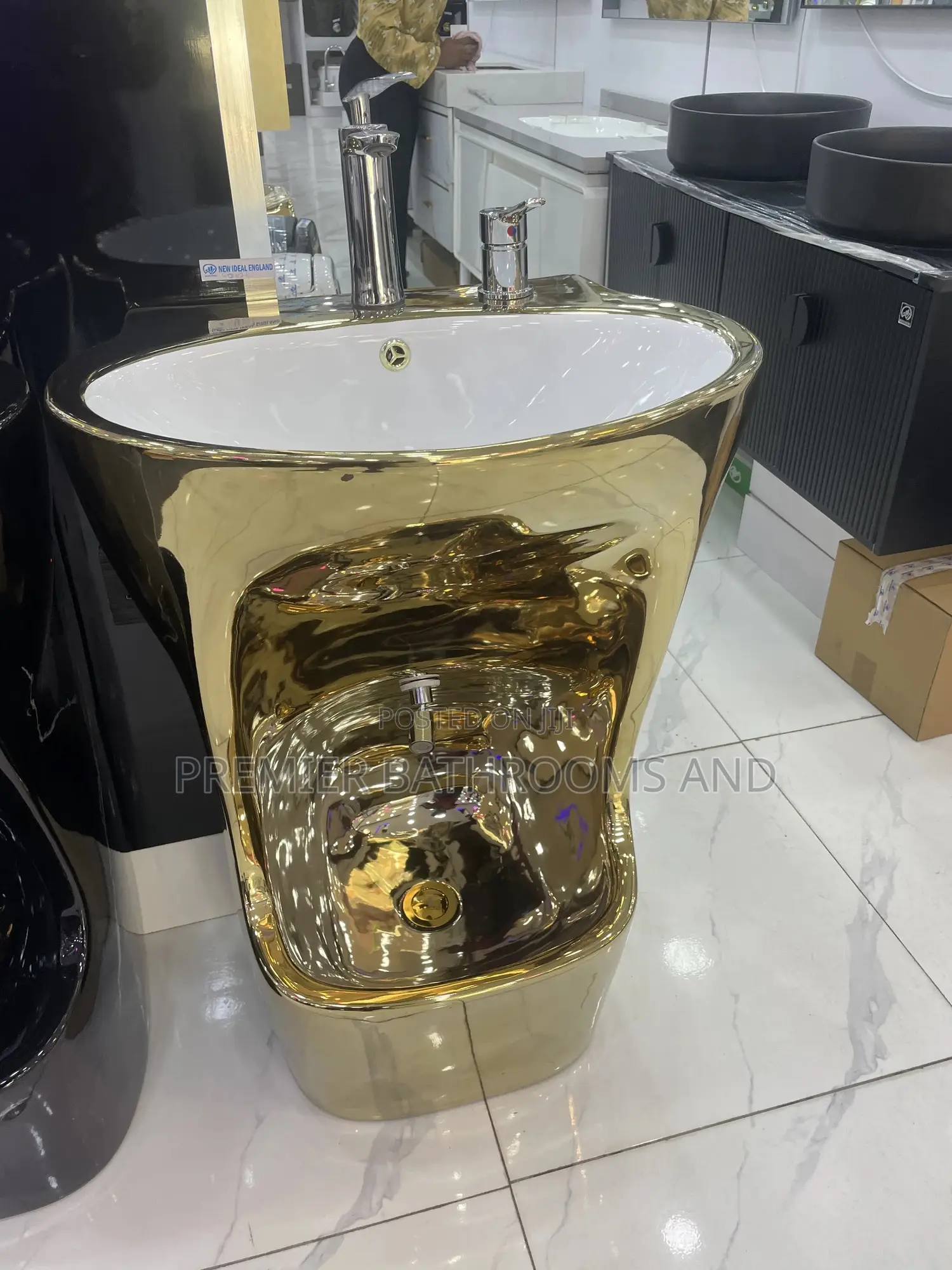 Gold and Black Standing Washing Hand Basin