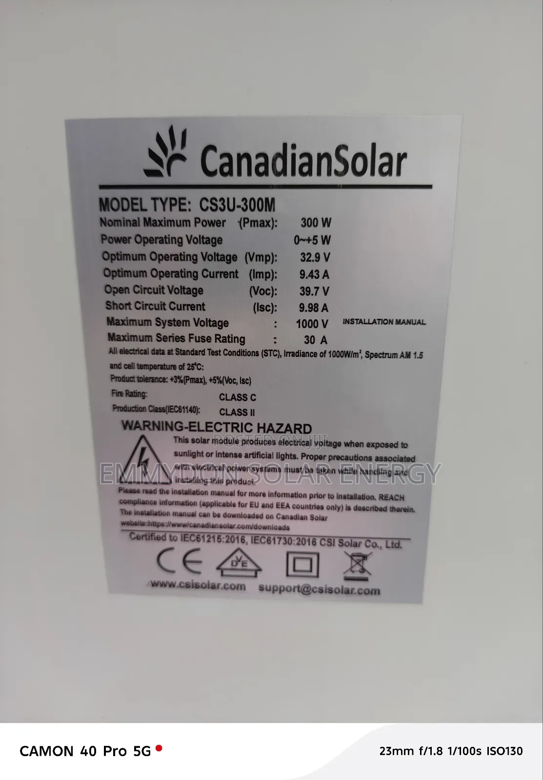 Canadian Panel 300watt Mono