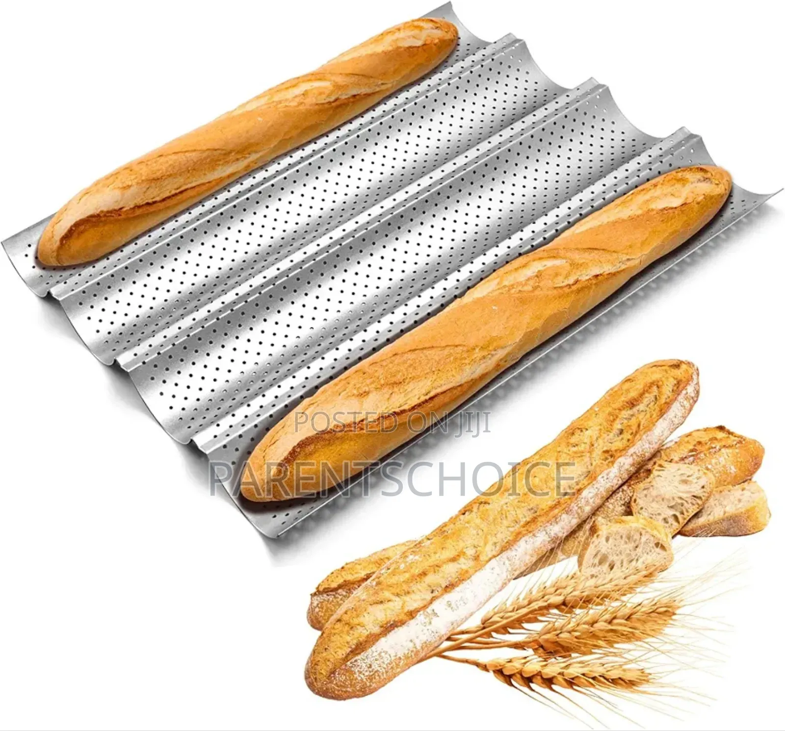 French Baguette Bread Pan, Non-stick Perforated 4 Slot Baguette Mold