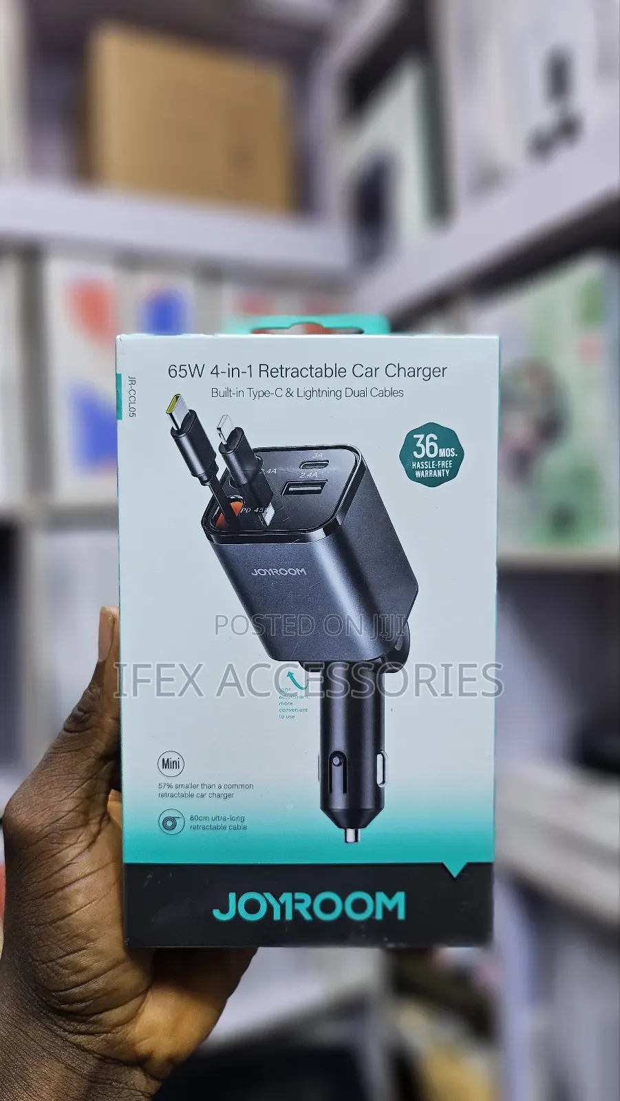 Joyroom 65w 4-in-1 Retractable Car Charger