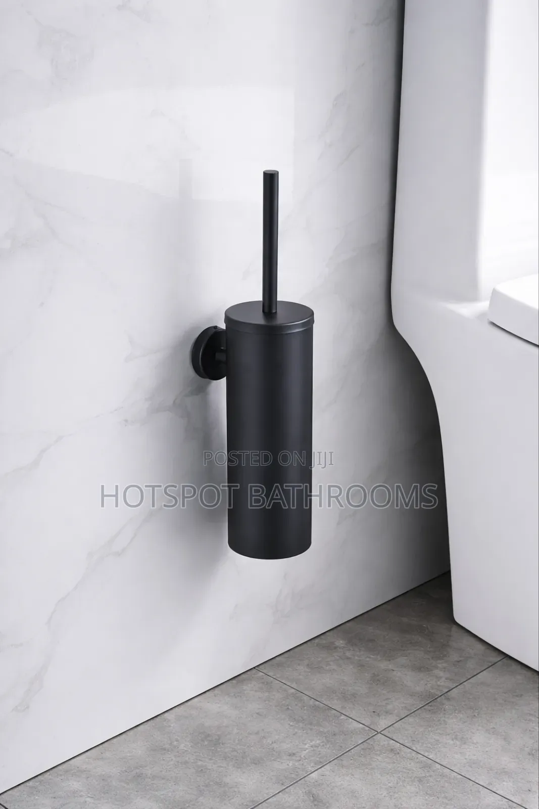 Wall Mounted Stainless Steel Toilet Brush Holder (Matte Black)