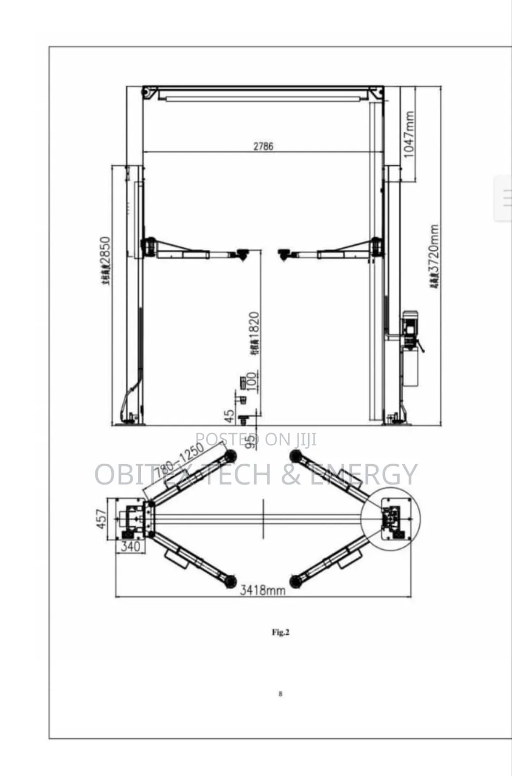 4.5 Ton Two-Post Hydraulic Car Lift (Vehicle Hoist)