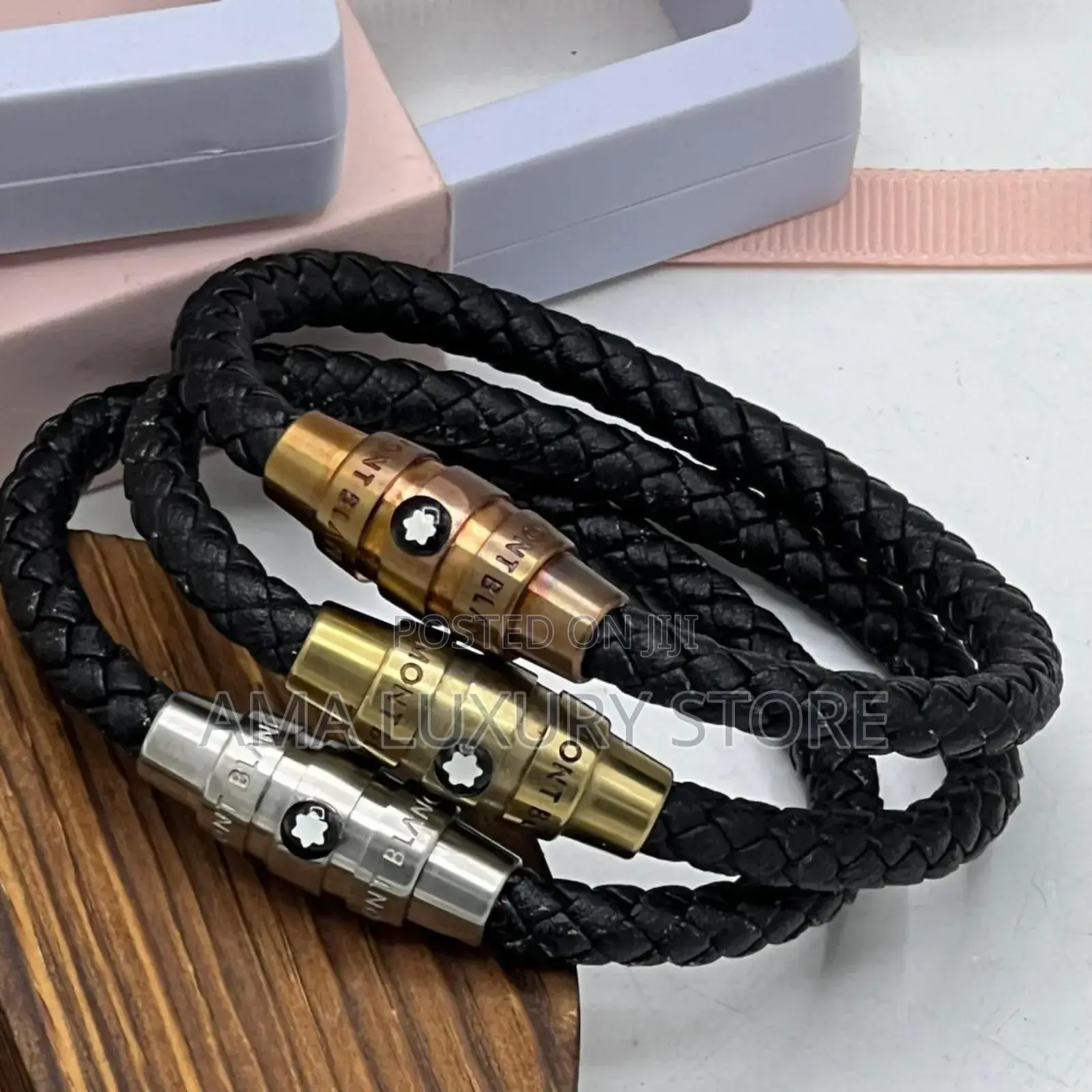 Mont Blanc Quality Leather Men's Wrist Bracelets