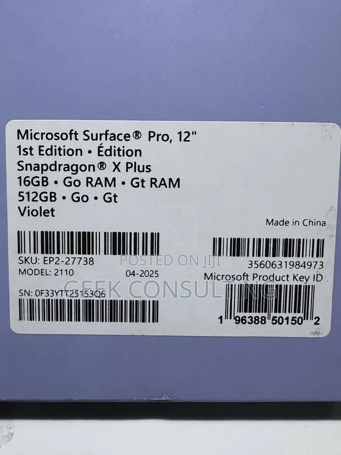New Laptop Microsoft 16GB Qualcomm Snapdragon X Plus SSD 256GB