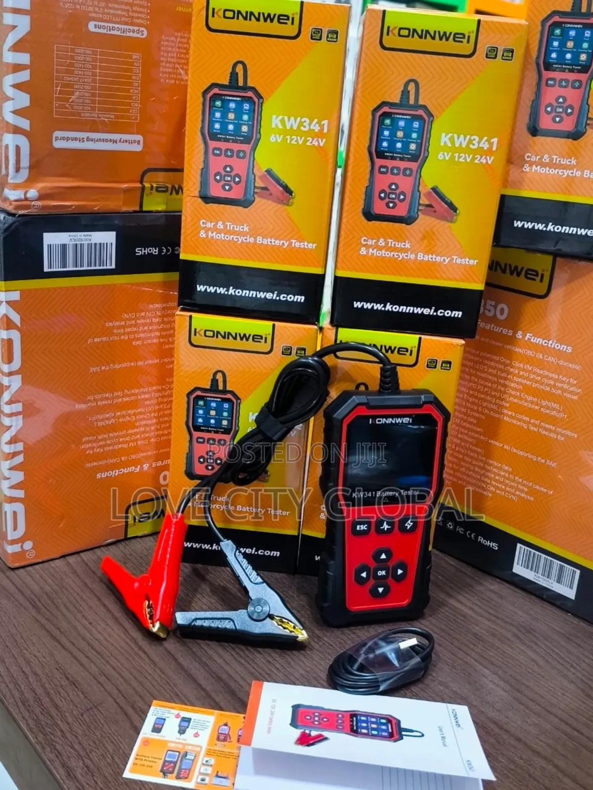 Konnwei Kw341 Car Motorcycle Truck Battery Tester 6v 12v 24v Scanner